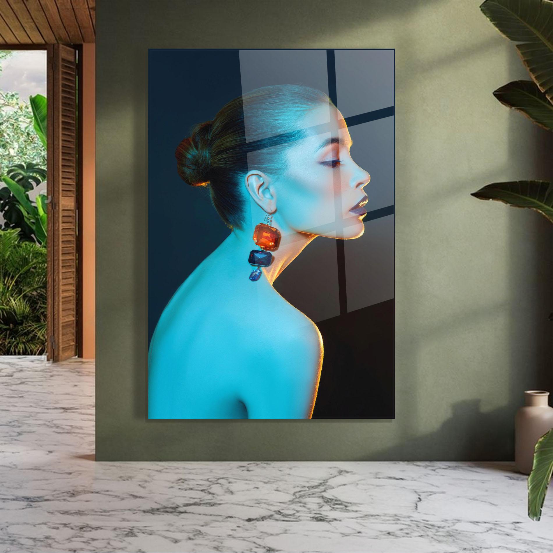 Glasbild Blue Light Earring mockup 7