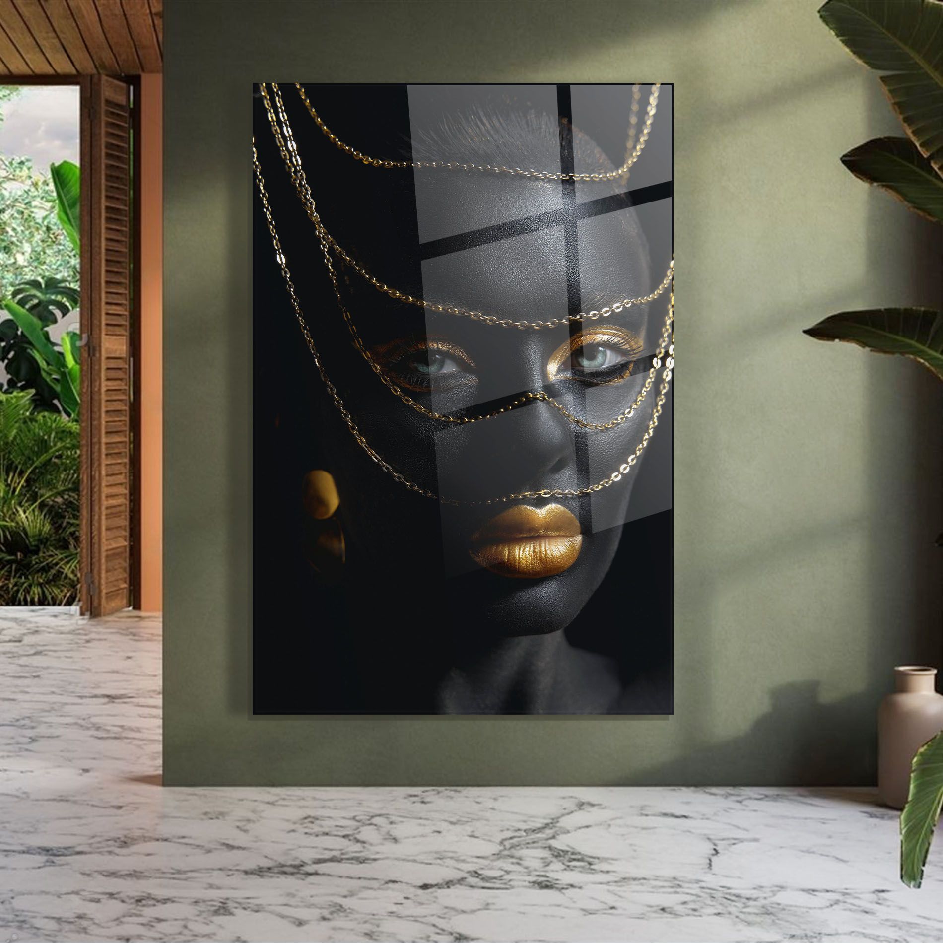 Gold Chain Green Eyes mockup 7