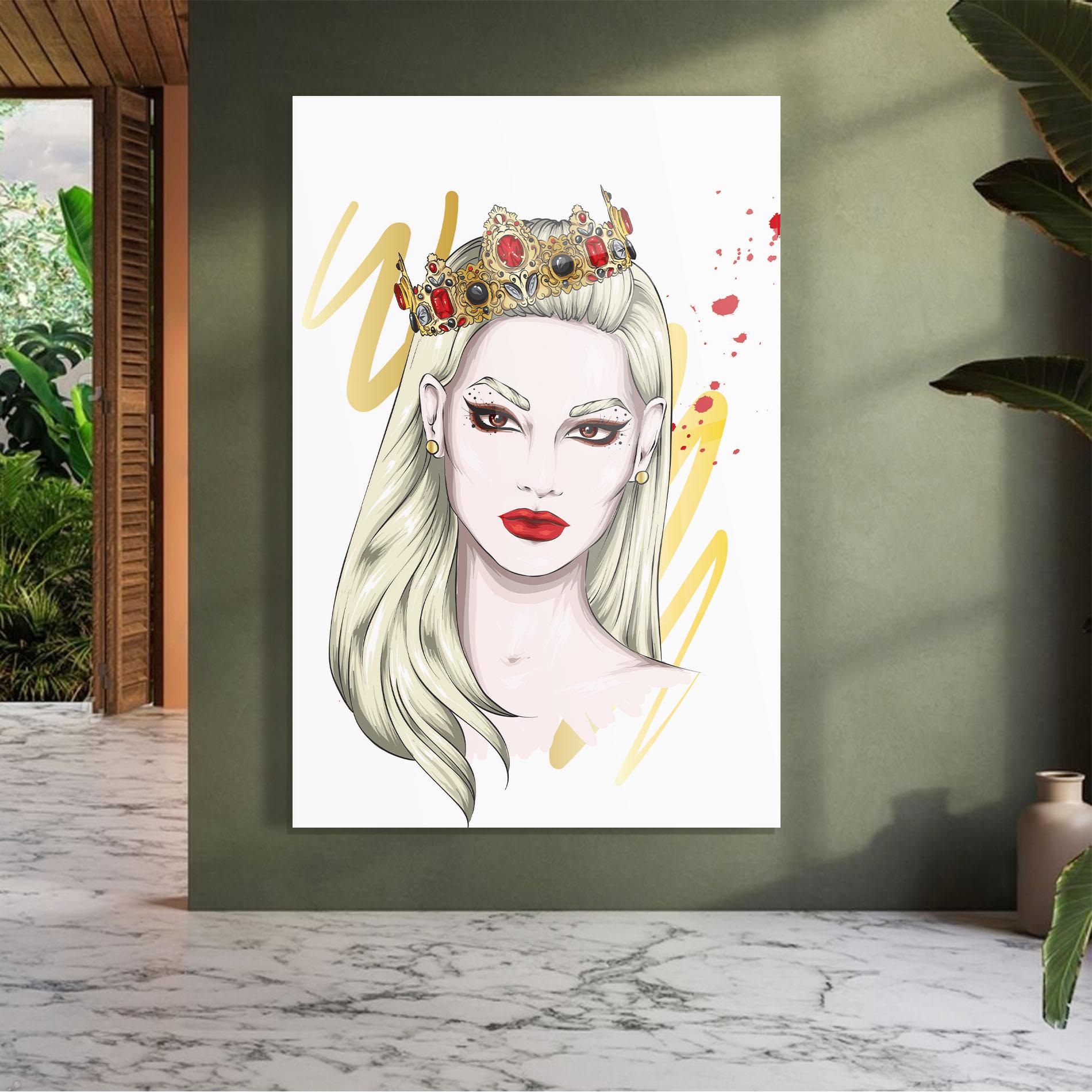 Glasbild Gold Crown Woman mockup 7