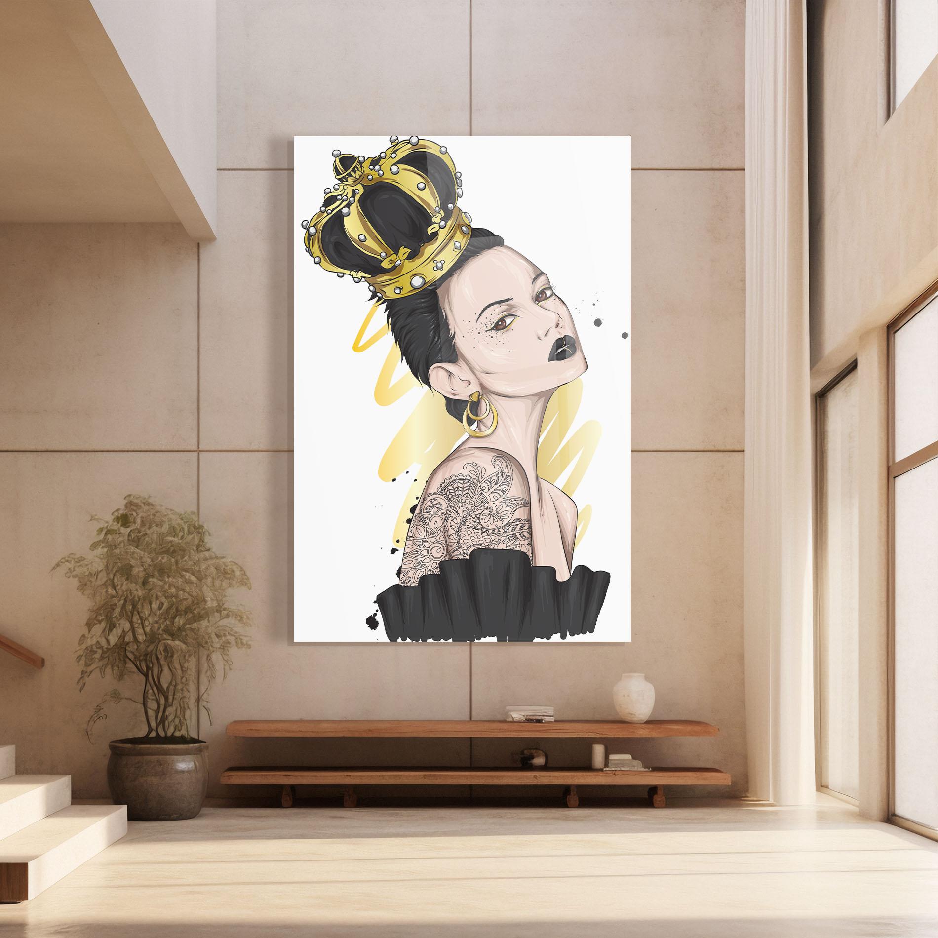 Glasbild Black Hair Crown mockup 8