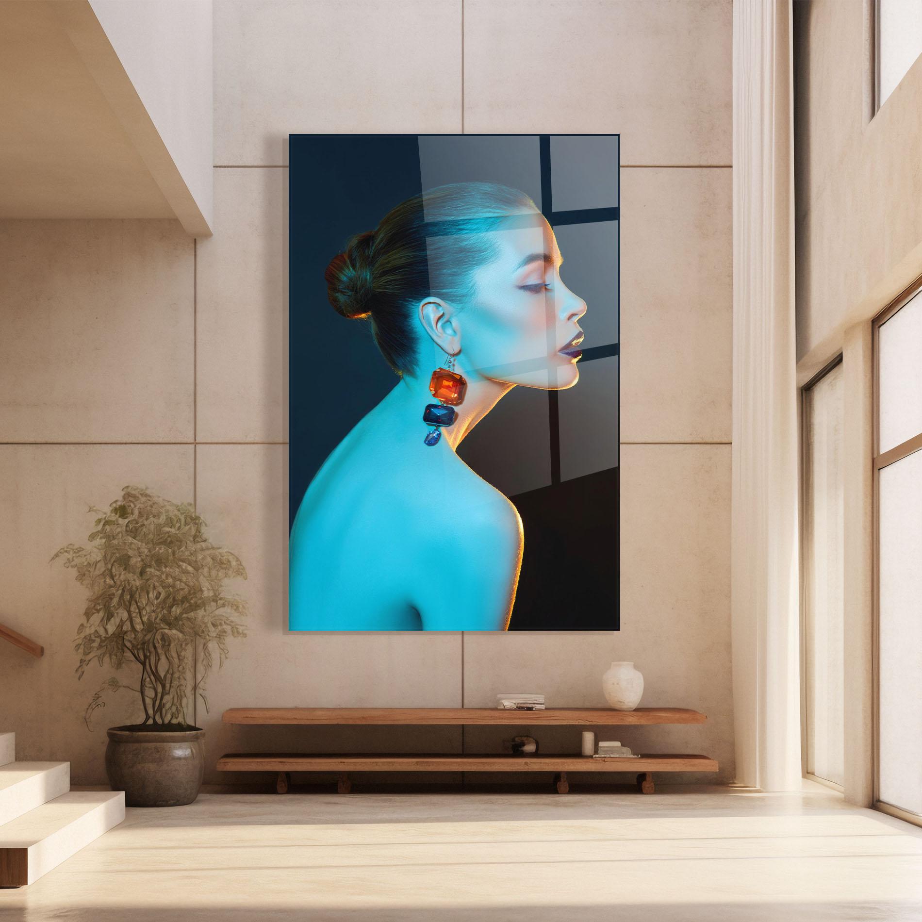 Glasbild Blue Light Earring mockup 8