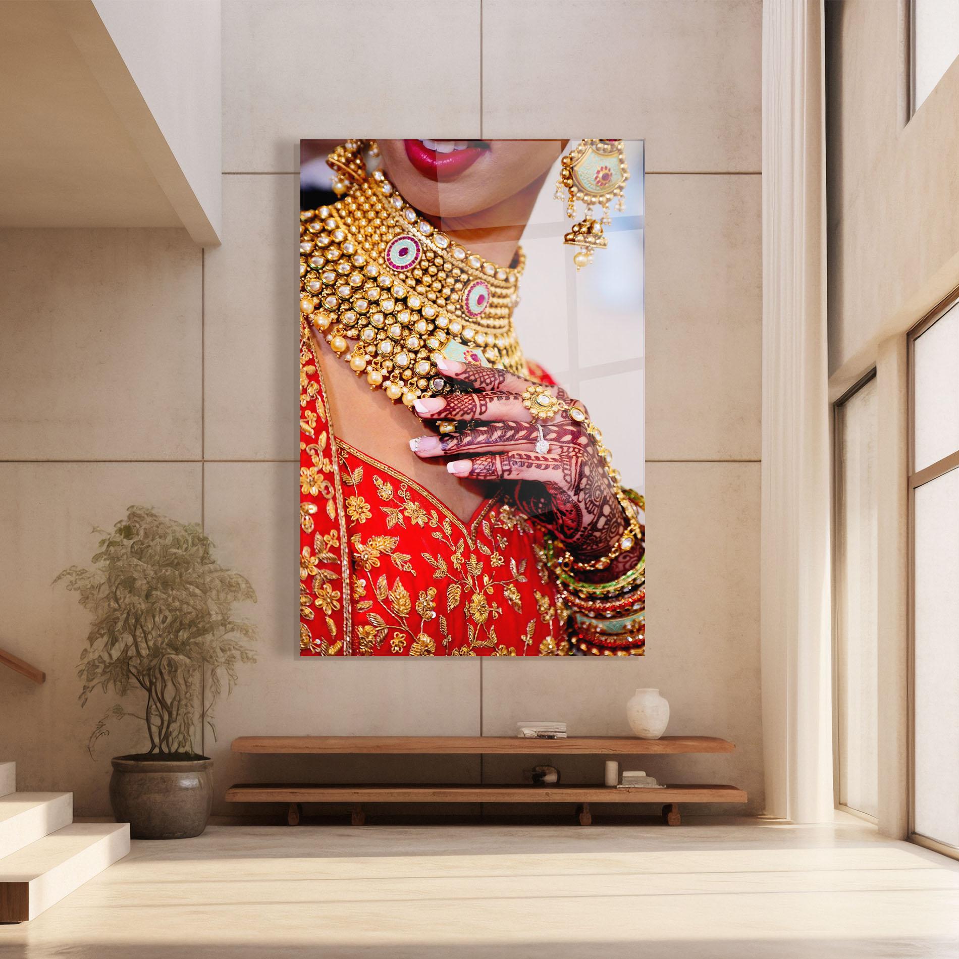 Glasbild Gold Beautiful Jewelry mockup 8