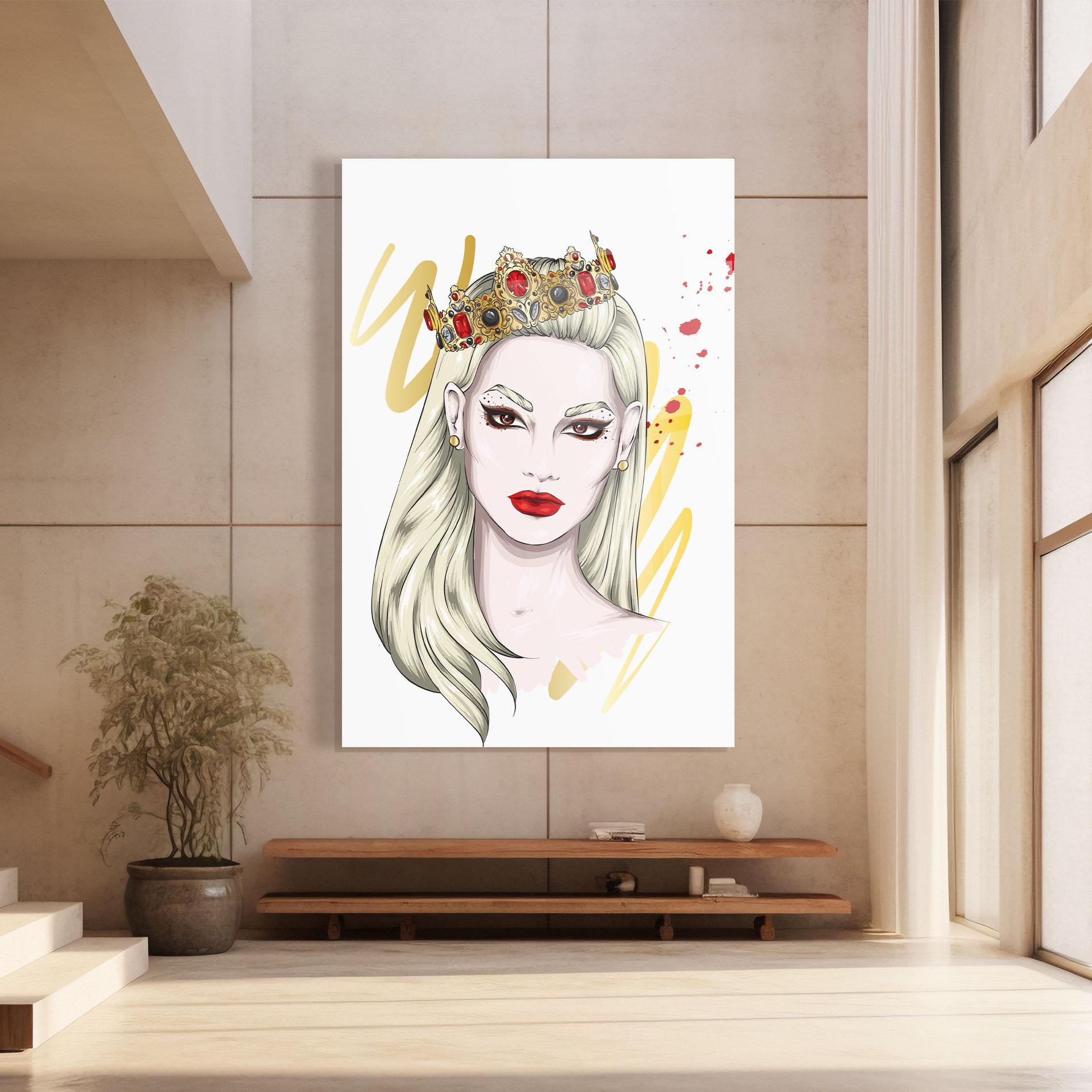 Glasbild Gold Crown Woman mockup 8