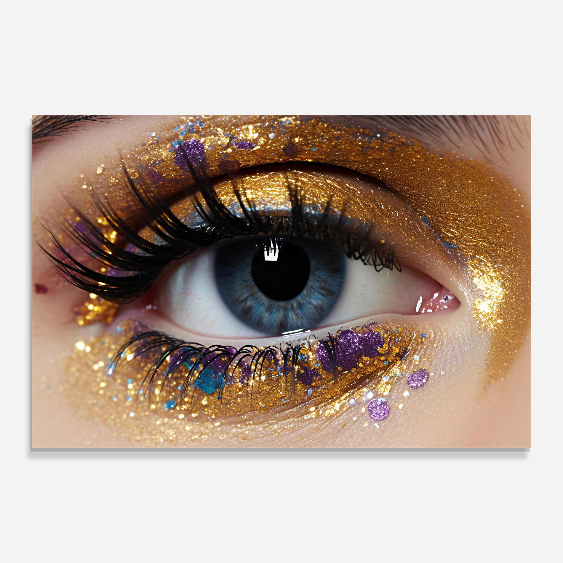 Glasbild Blue Eye Make Up mockup 0