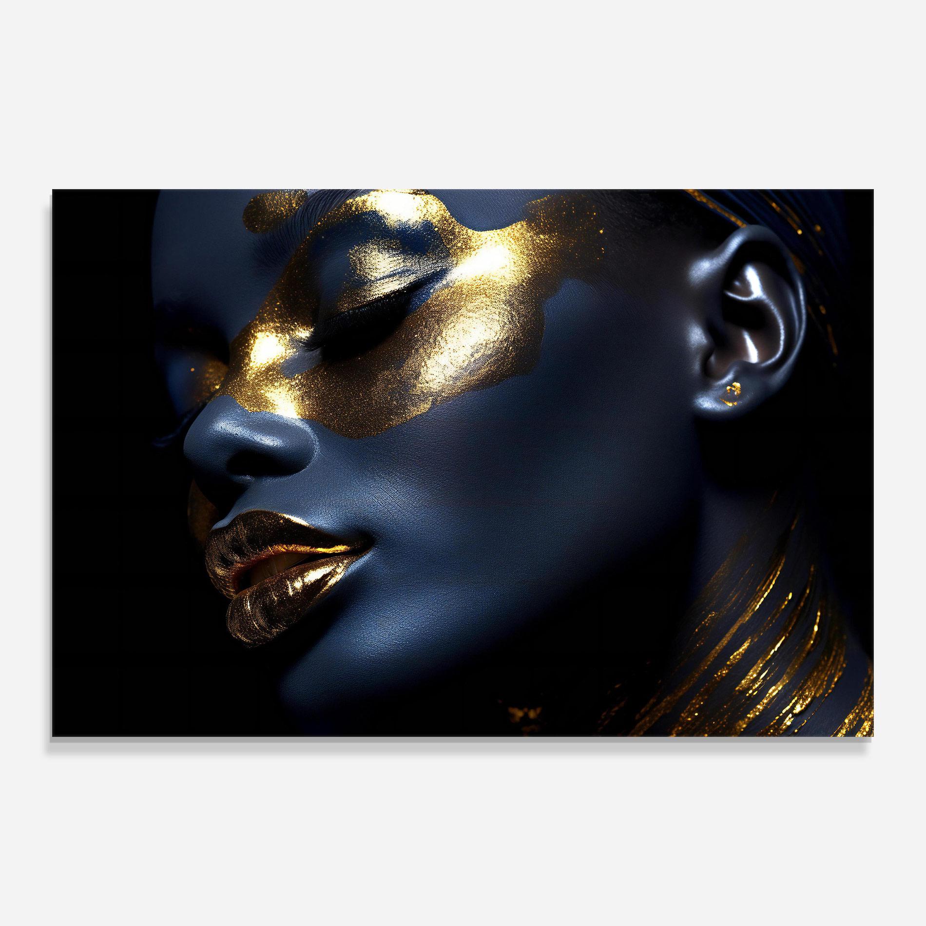 Glasbild Blue Gold Face mockup 0
