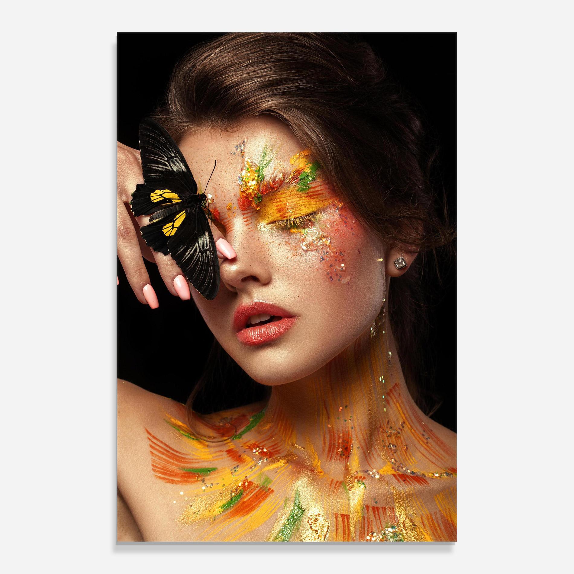 Glasbild Butterflu Makeup mockup 0
