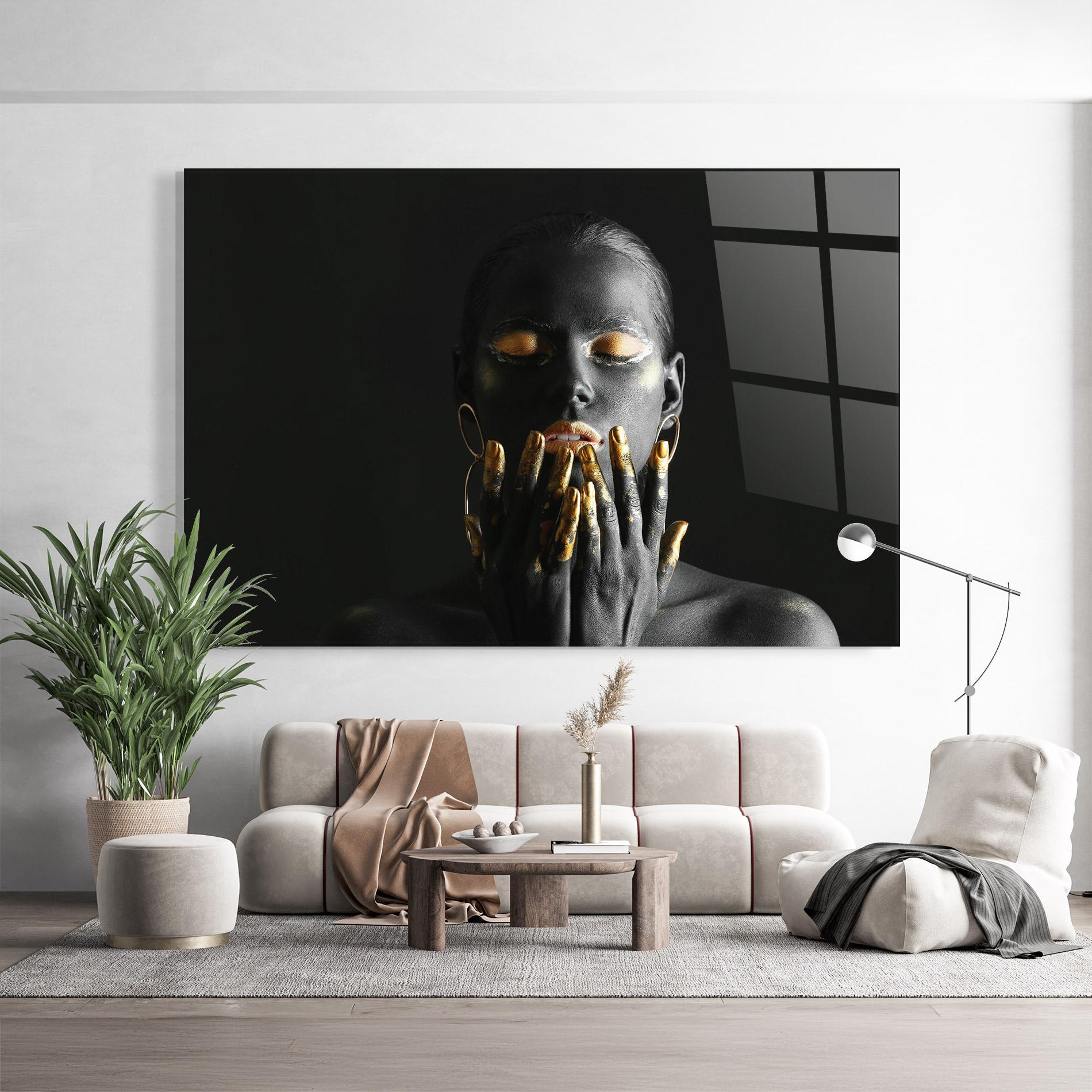 Glasbild Black Golden Makeup mockup 9