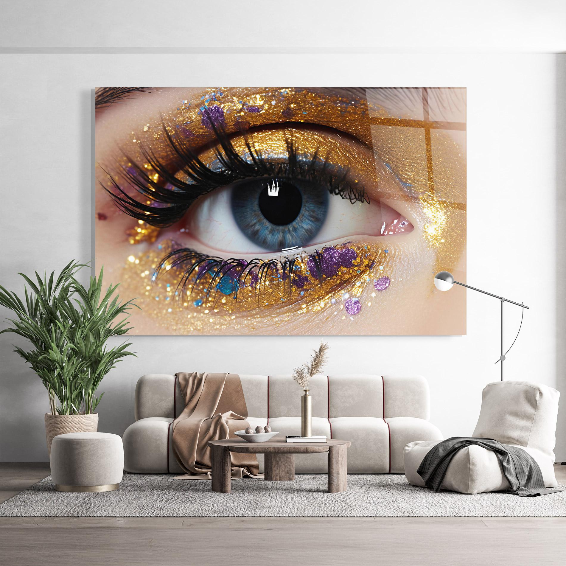 Glasbild Blue Eye Make Up mockup 9