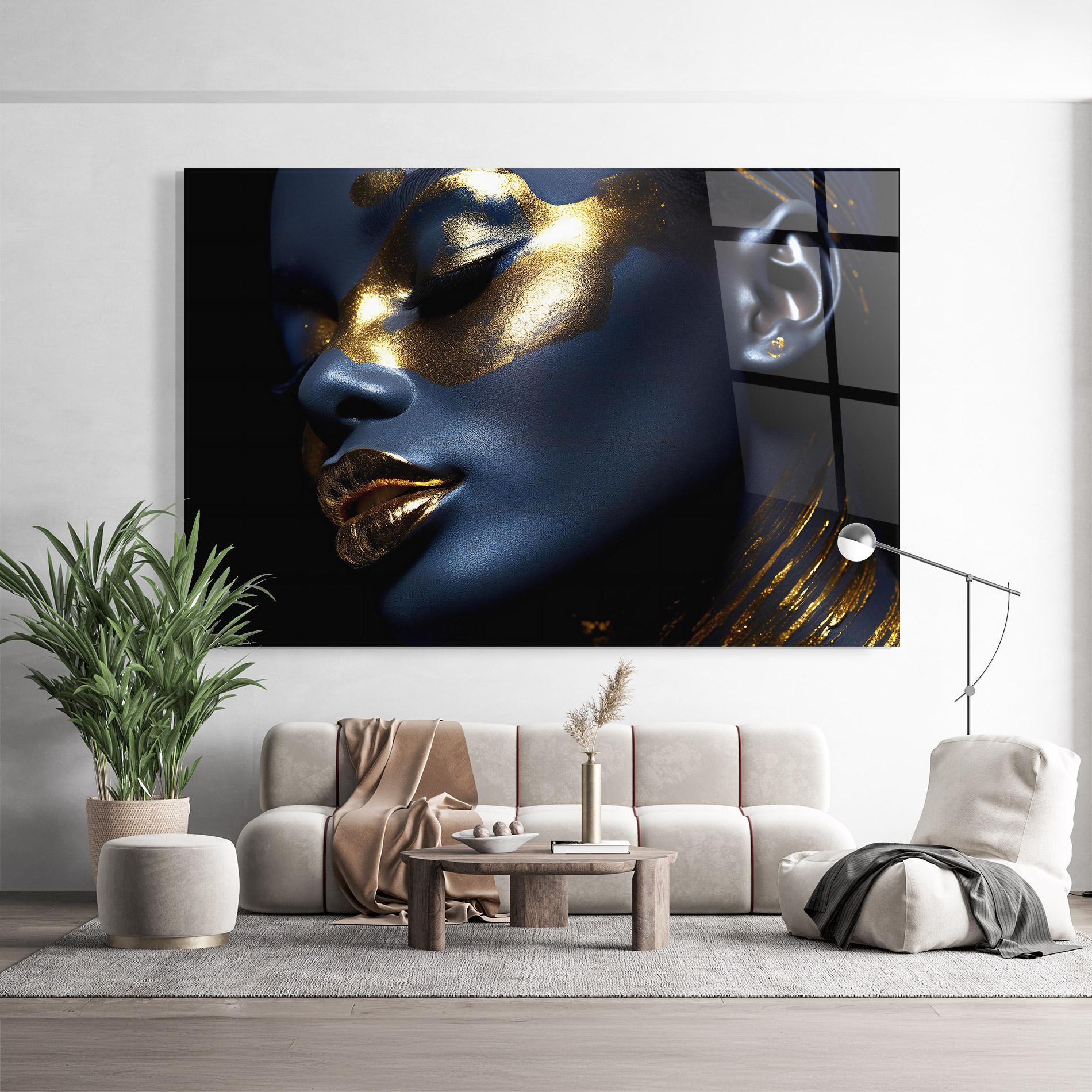 Glasbild Blue Gold Face mockup 9