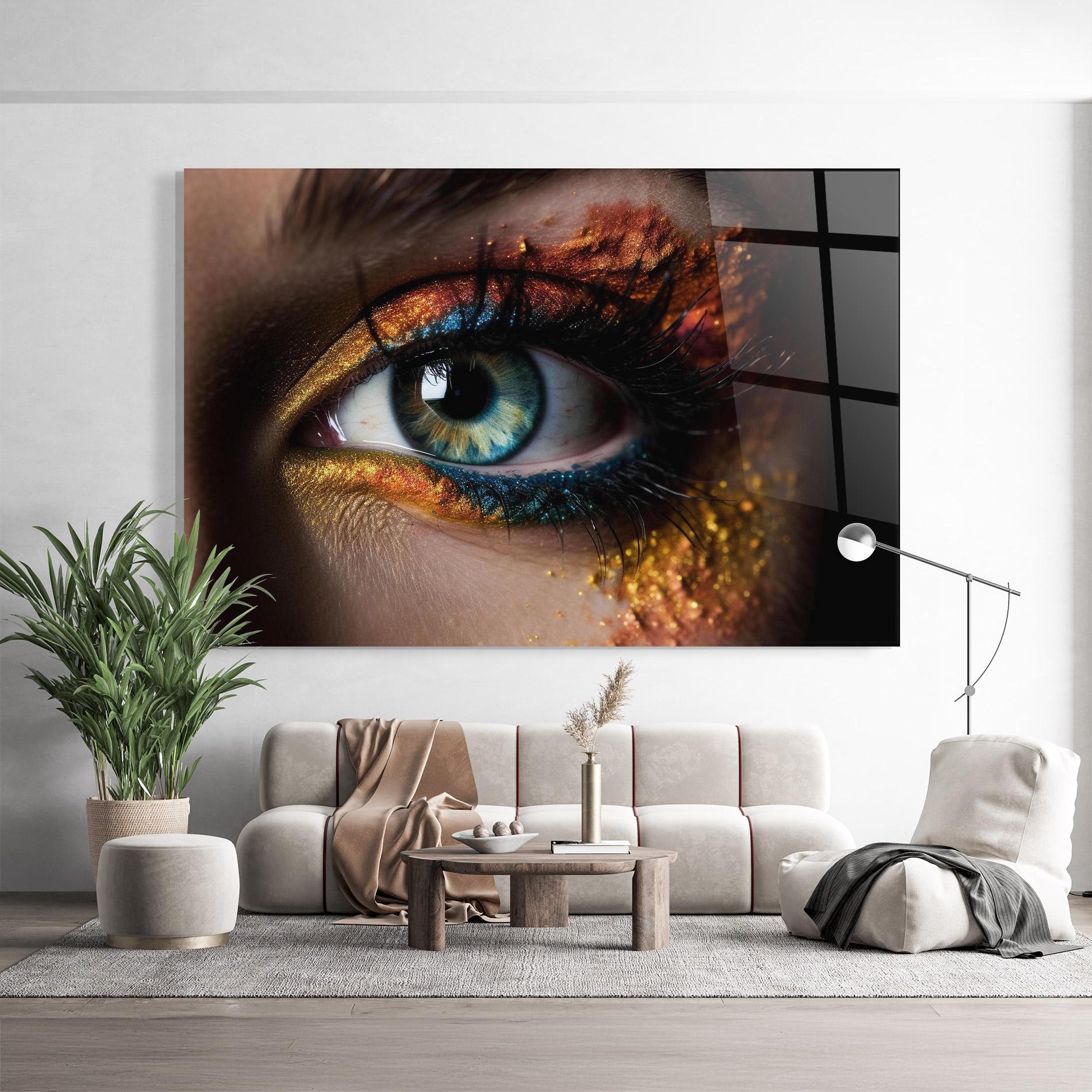 Glasbild Blue Green Eye Makeup mockup 9