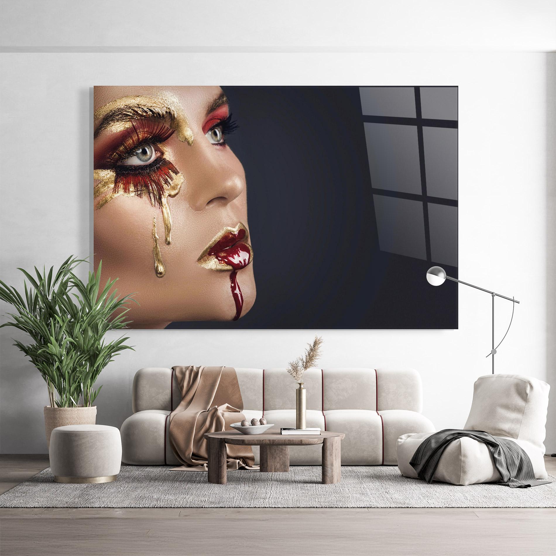 Glasbild Gold Bloody Lips Makeup mockup 9