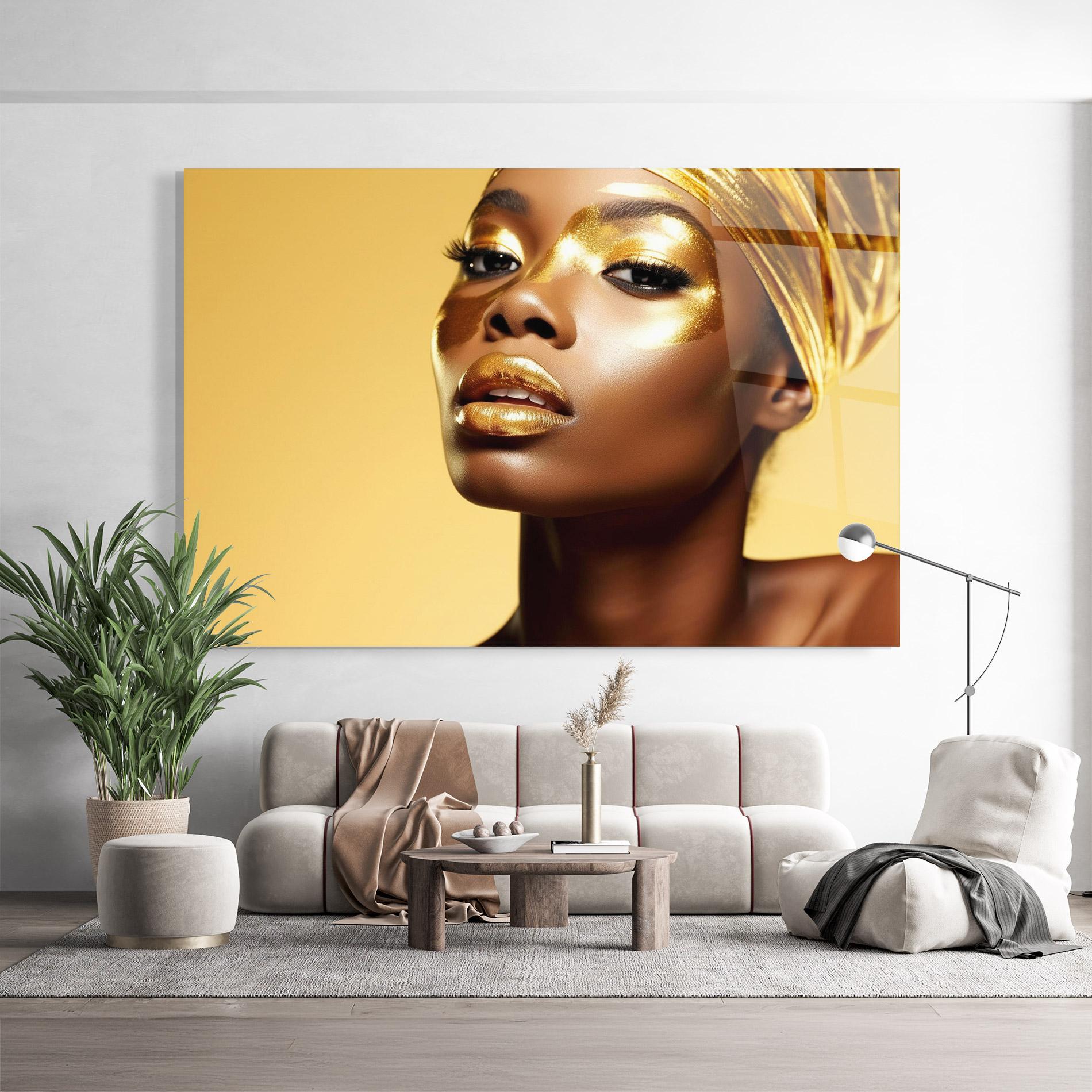 Glasbild Gold Headdress mockup 9