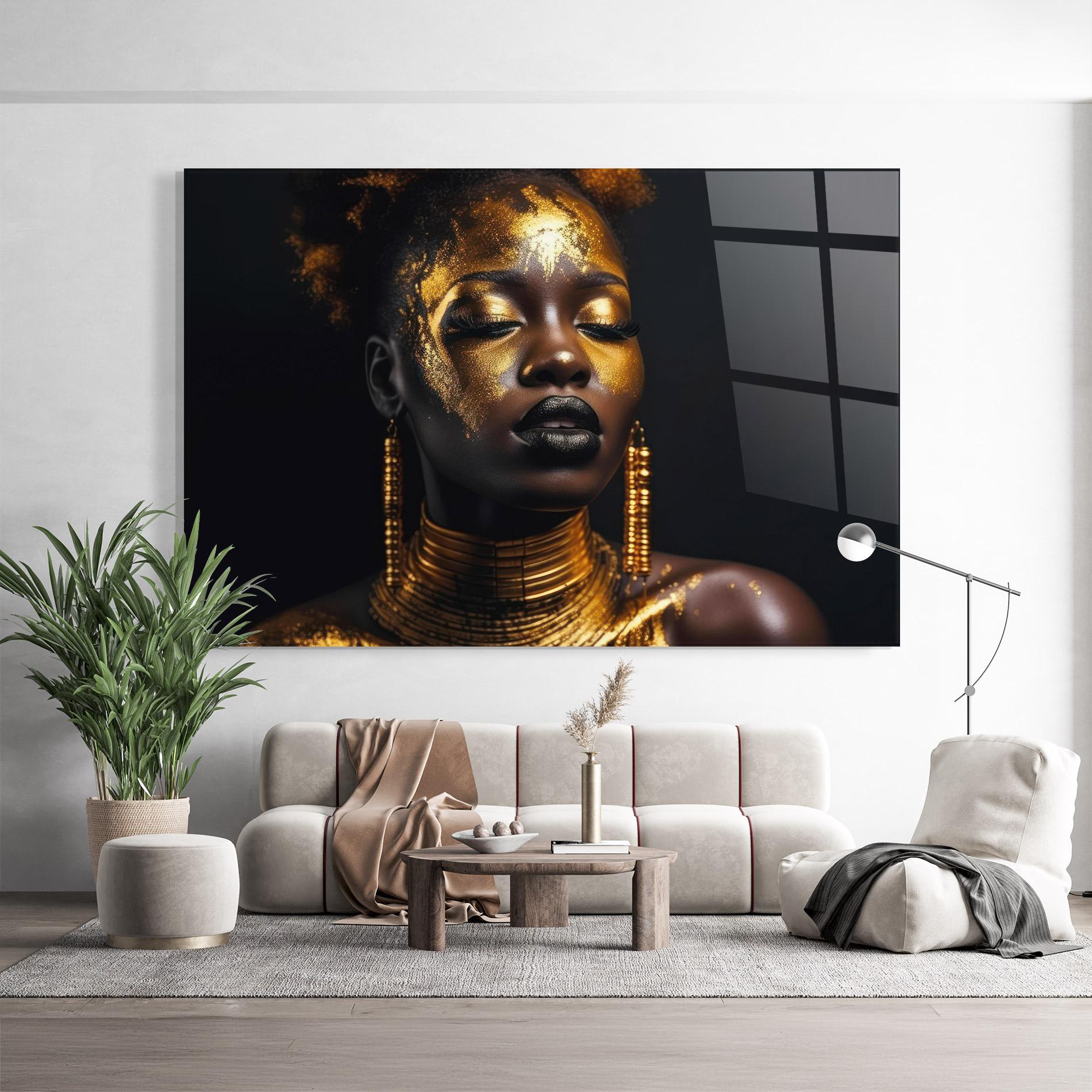 Glasbild Gold Makeup Black Lips mockup 9