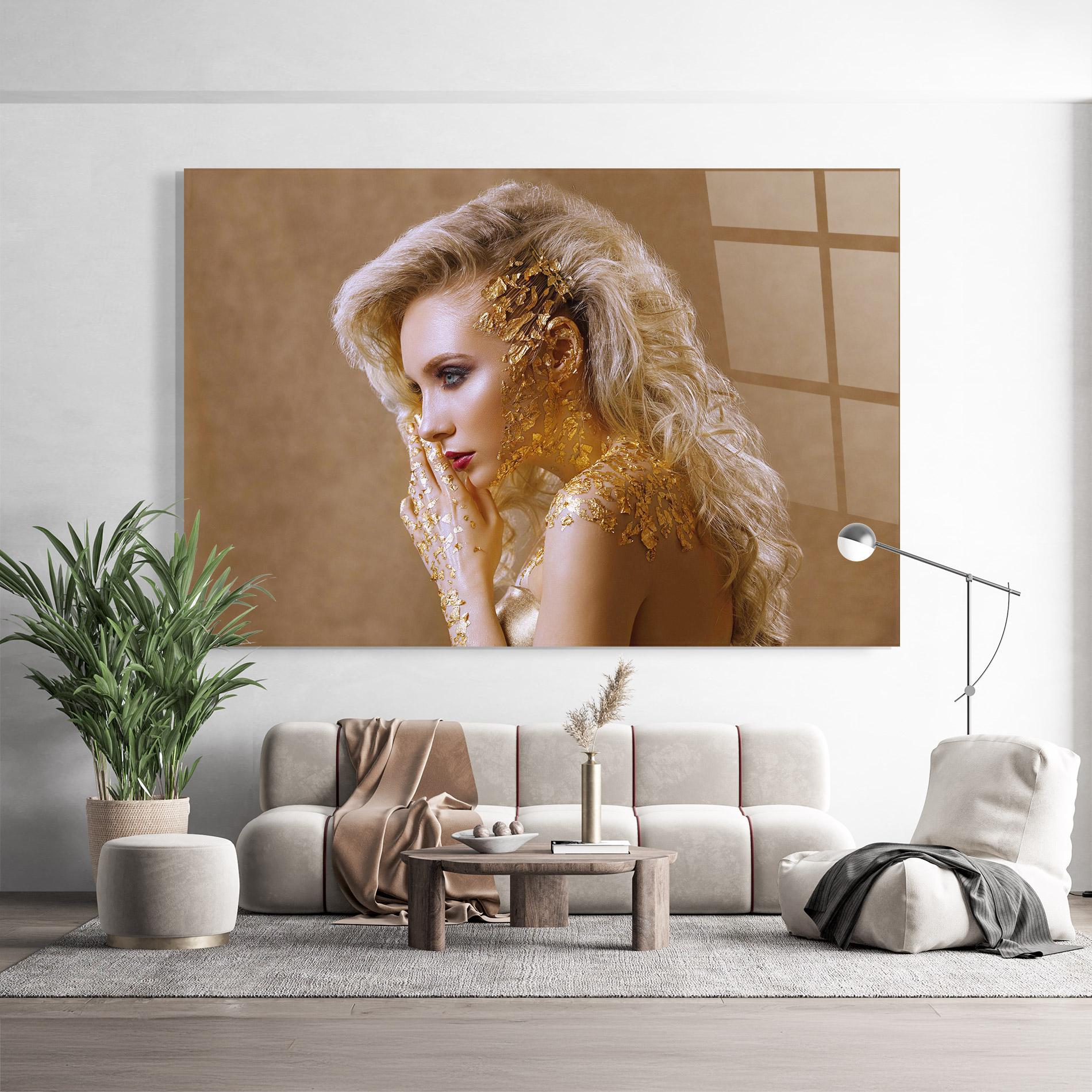 Glasbild Gold Paper Makeup mockup 9