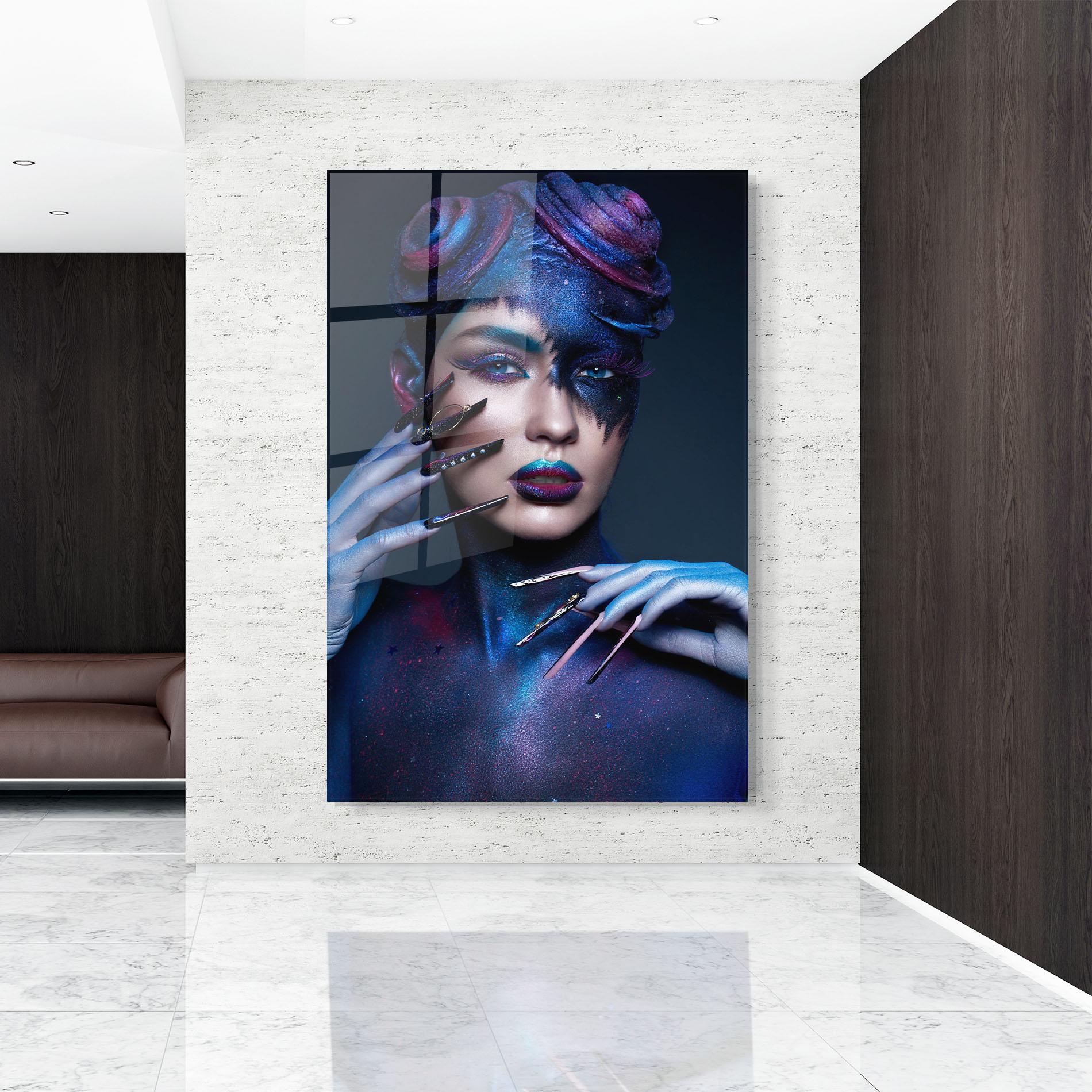 Glasbild Galaxy Hair Girl mockup 9