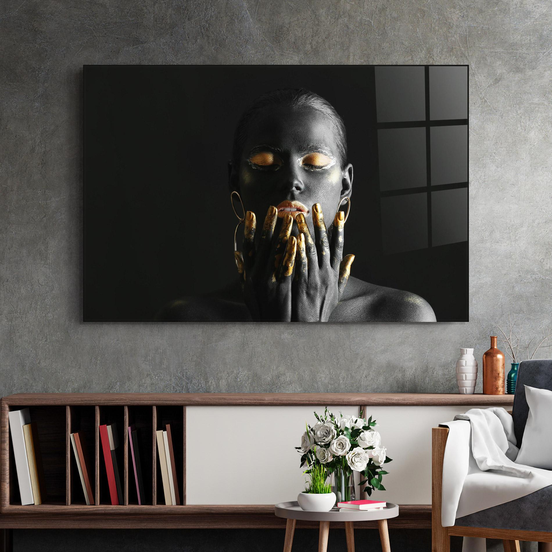 Glasbild Black Golden Makeup mockup 2