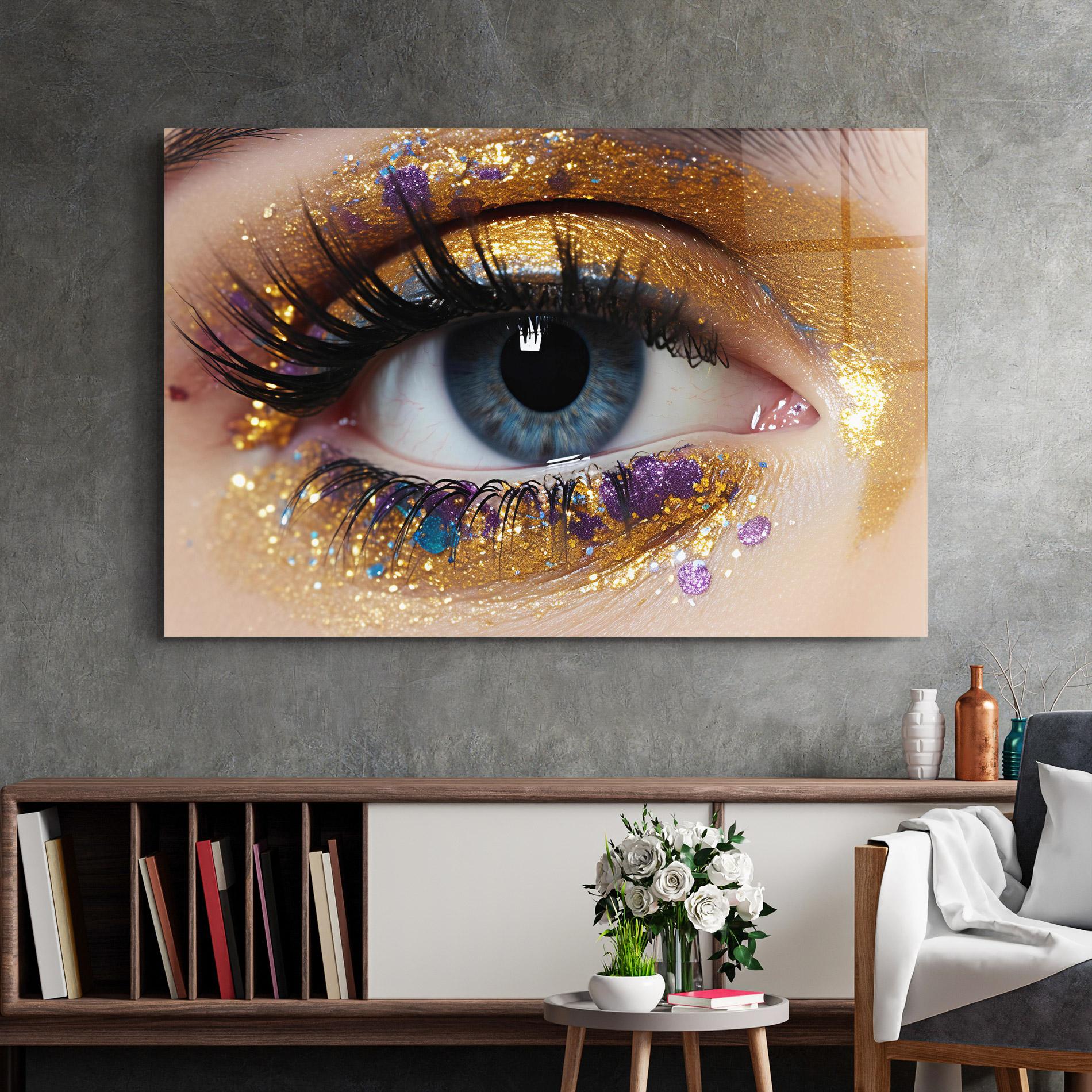 Glasbild Blue Eye Make Up mockup 2