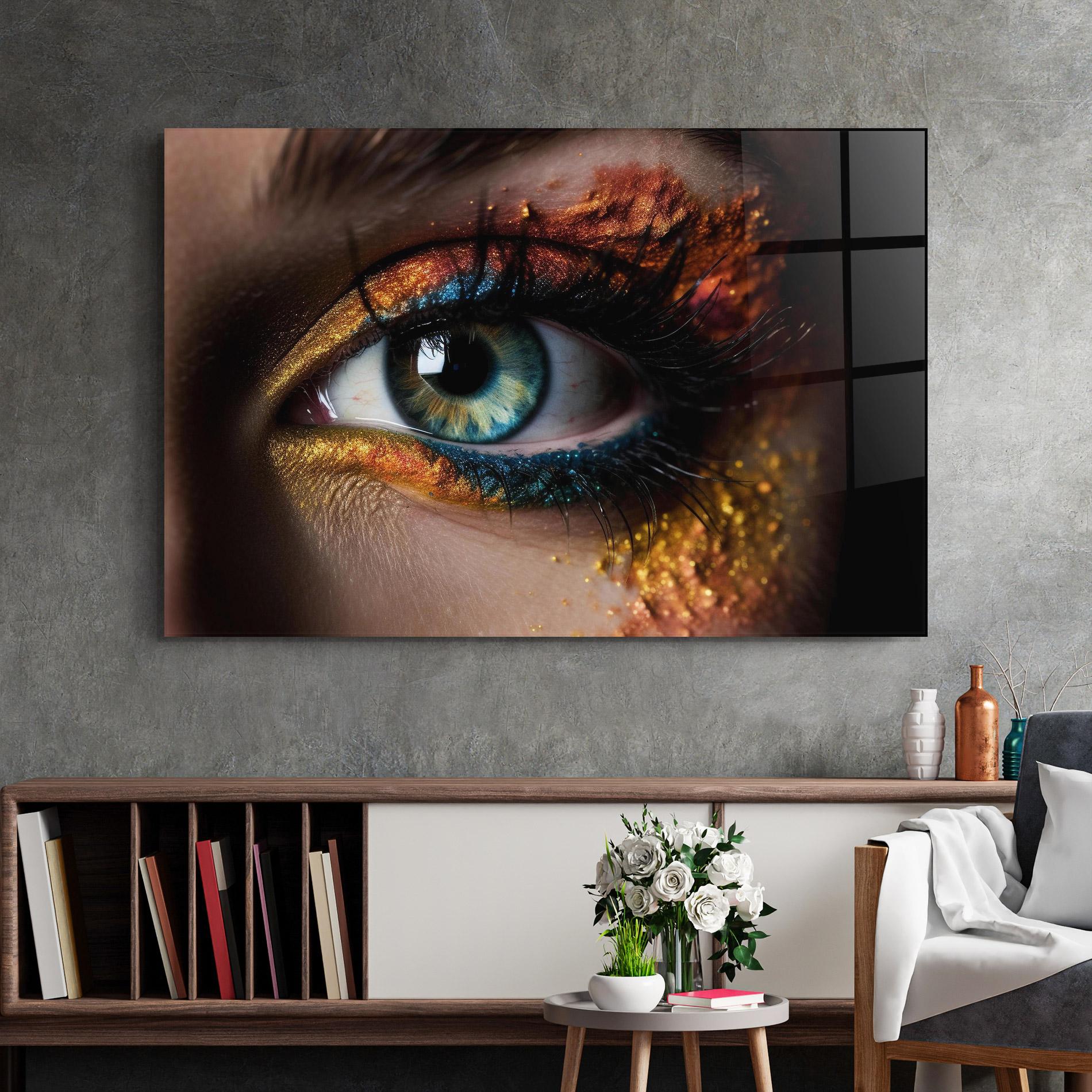 Glasbild Blue Green Eye Makeup mockup 2