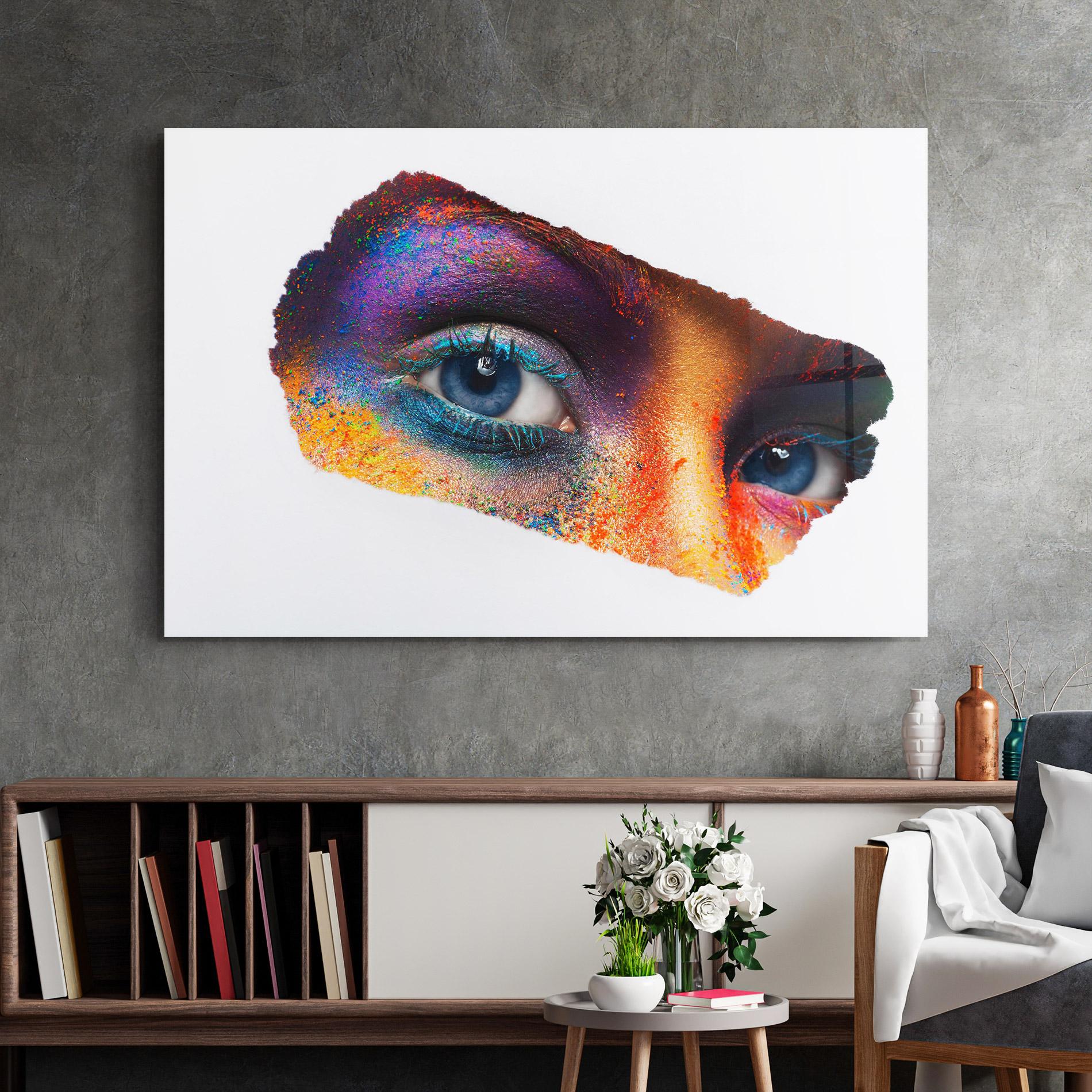 Glasbild Female Colourful Makeup mockup 2