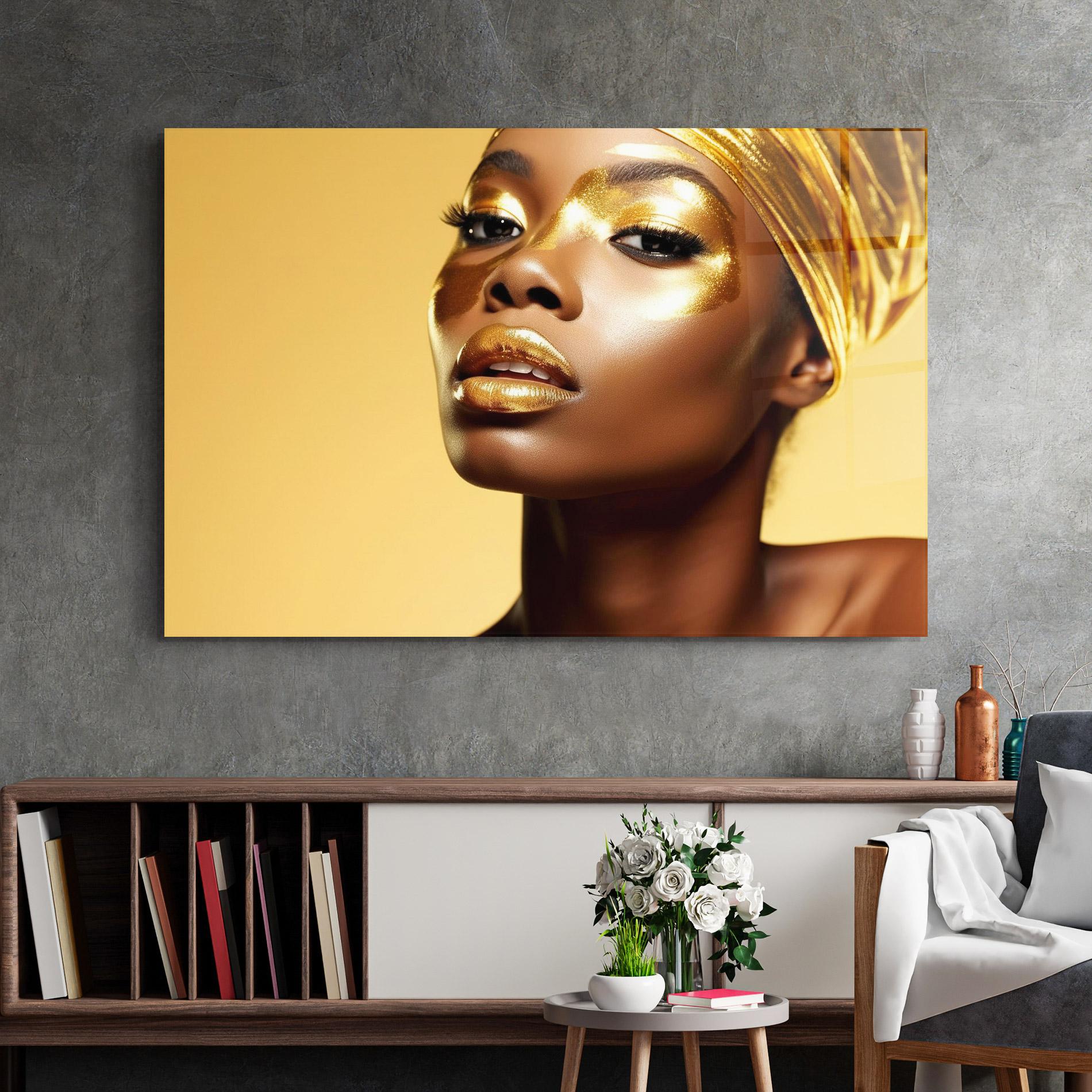 Glasbild Gold Headdress mockup 2