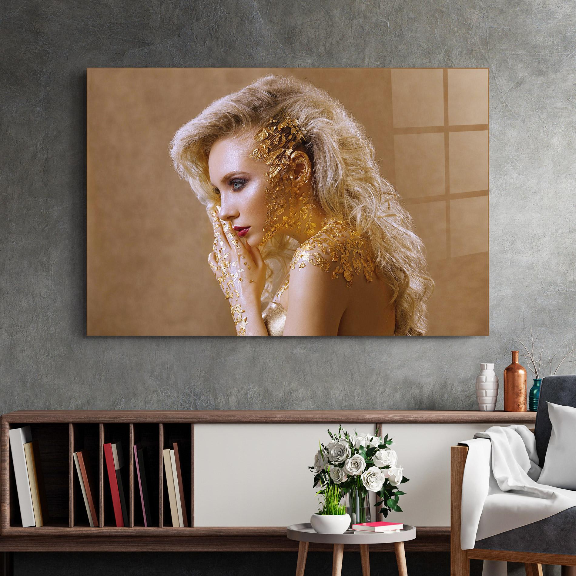 Glasbild Gold Paper Makeup mockup 2