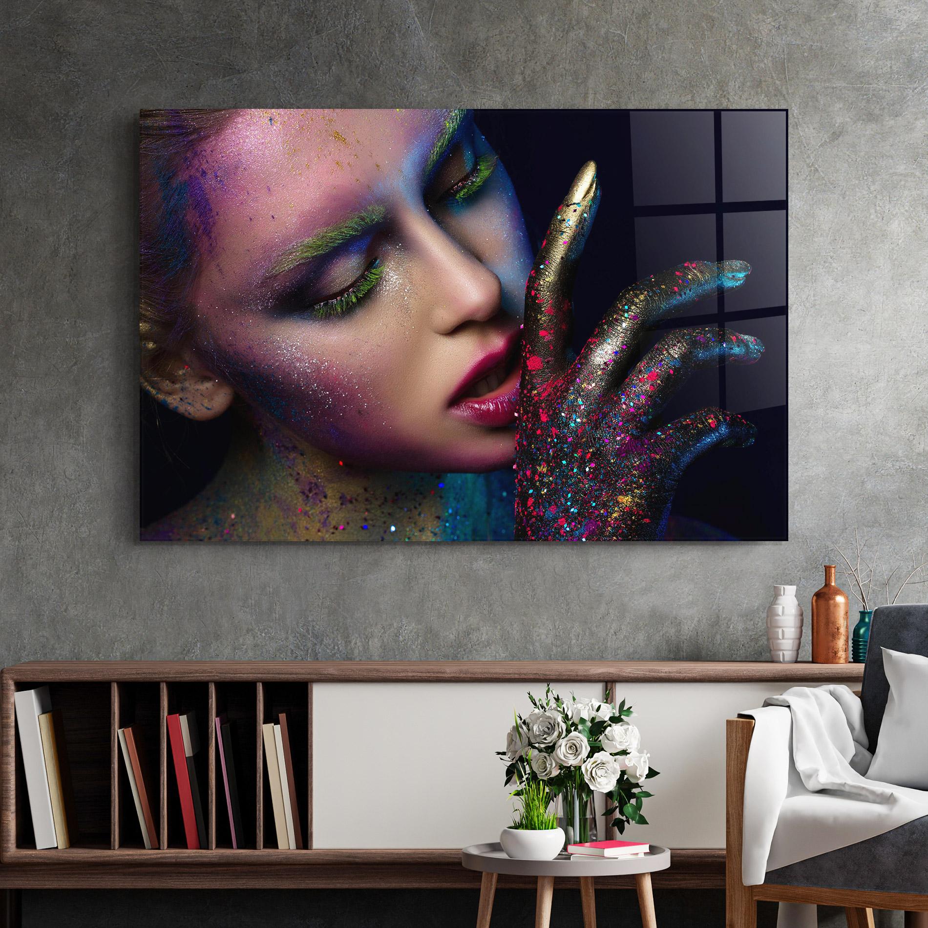 Glasbild Green Eyelashes mockup 2