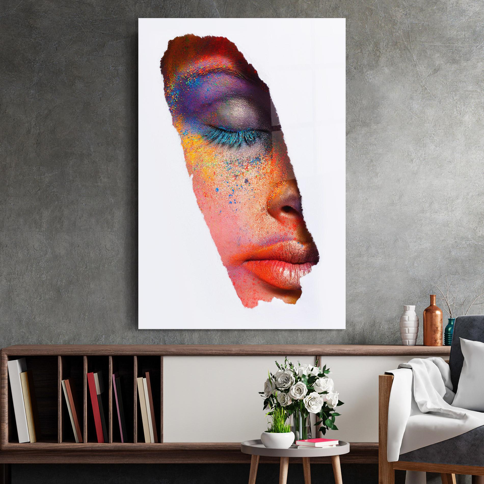 Glasbild Blue Eyelashes mockup 2