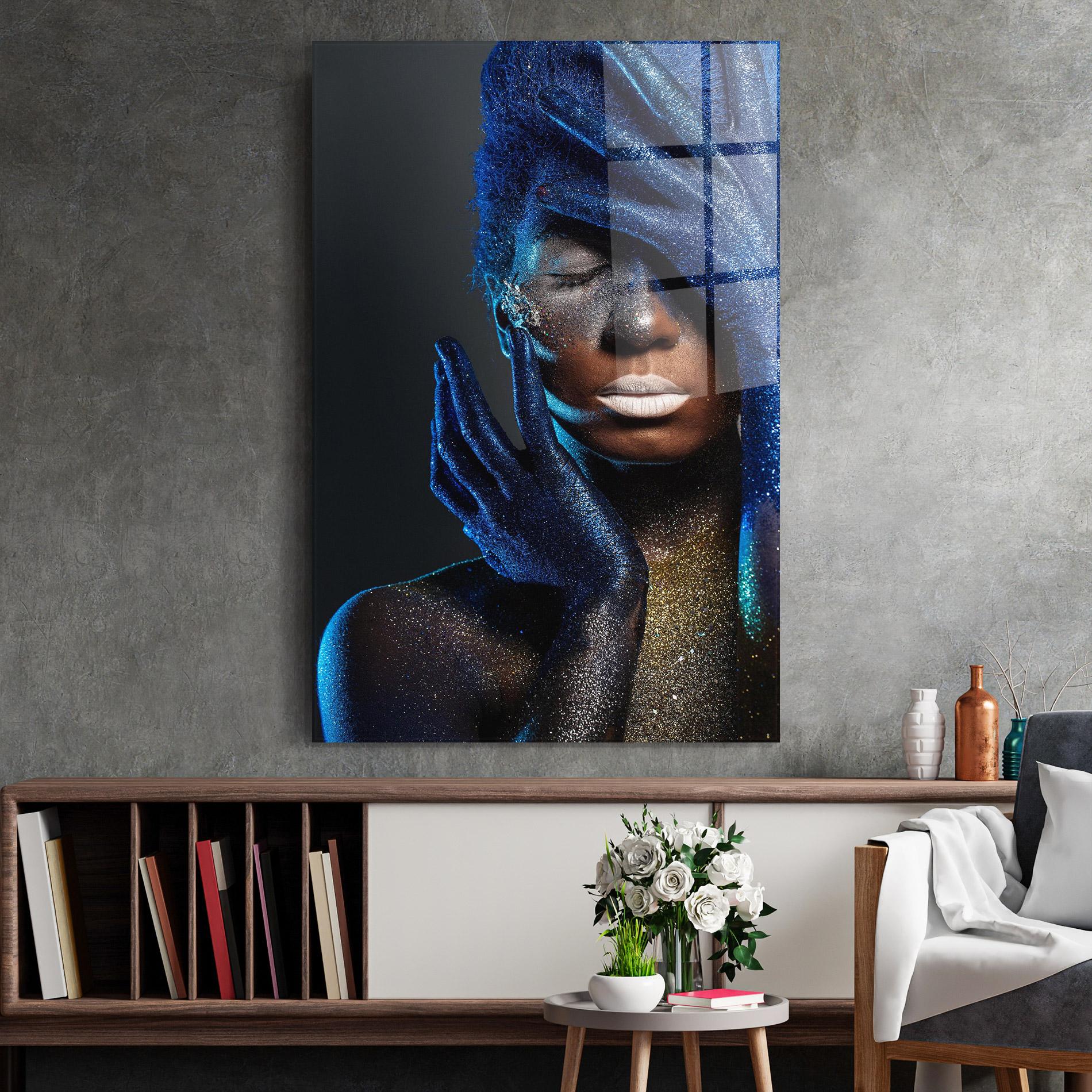 Glasbild Blue Hair Hands mockup 2