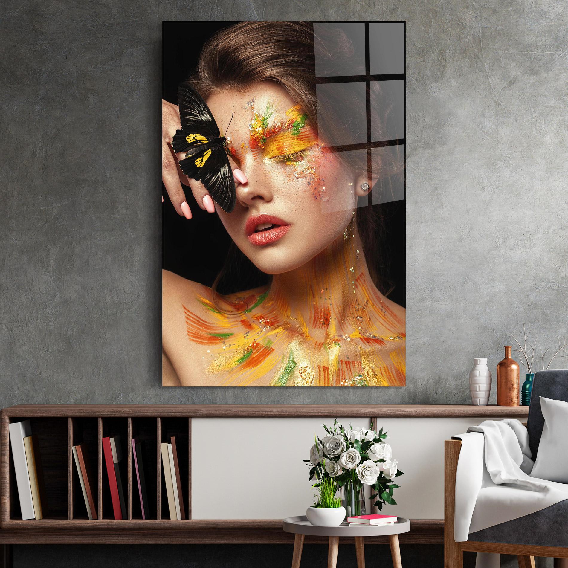 Glasbild Butterflu Makeup mockup 2