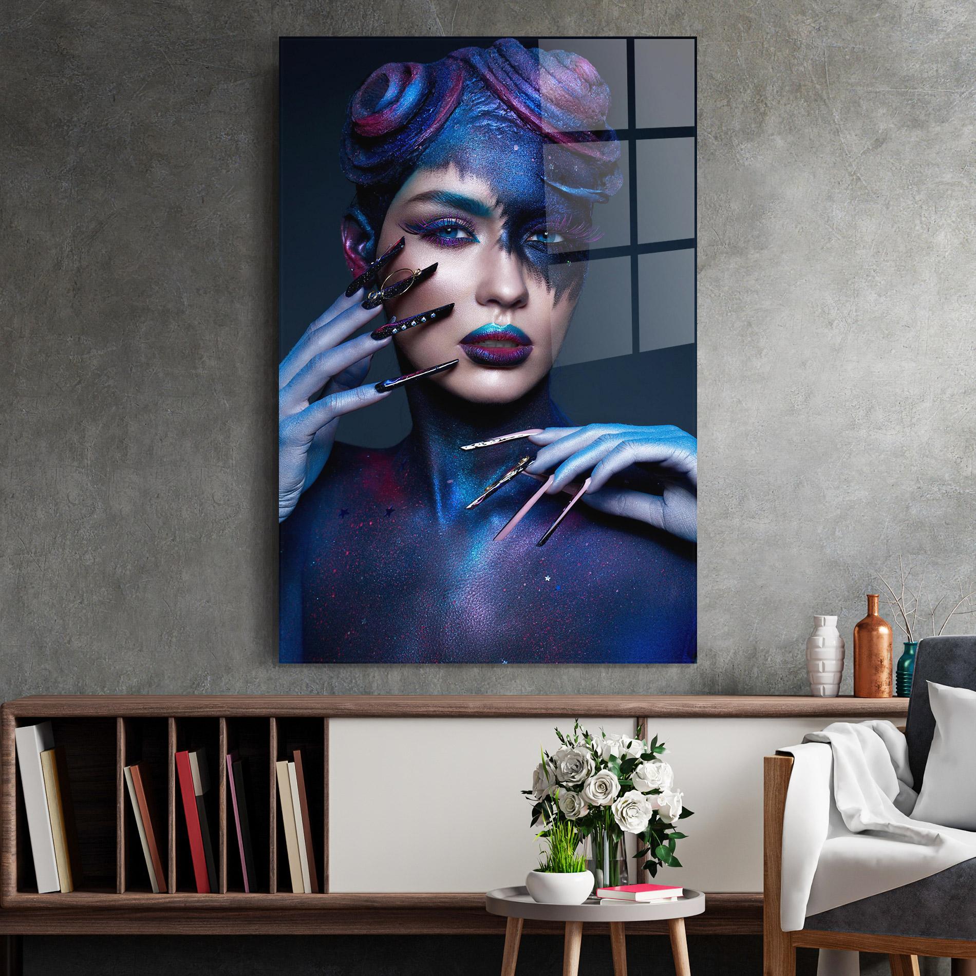 Glasbild Galaxy Hair Girl mockup 2