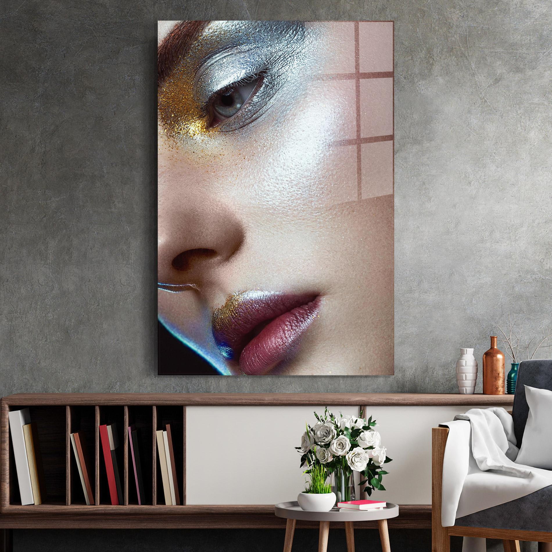 Glasbild Golden Silver Makeup mockup 2