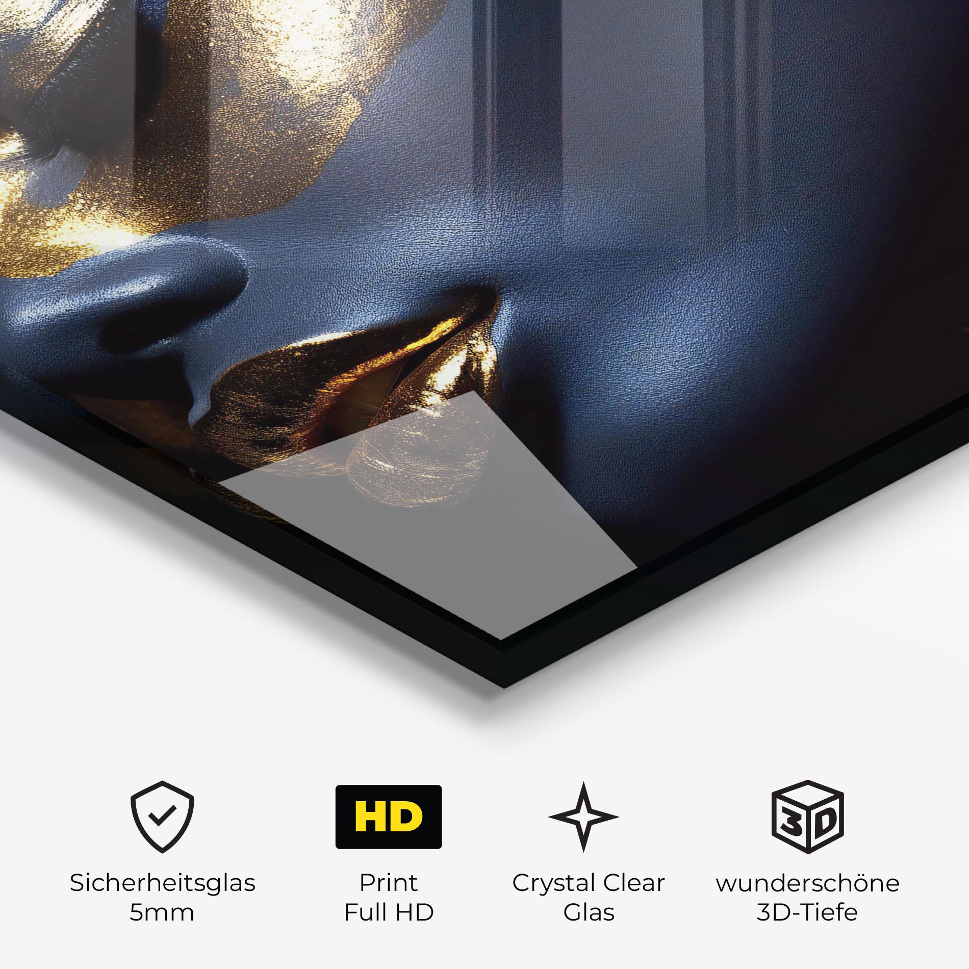 Glasbild Blue Gold Face mockup 3