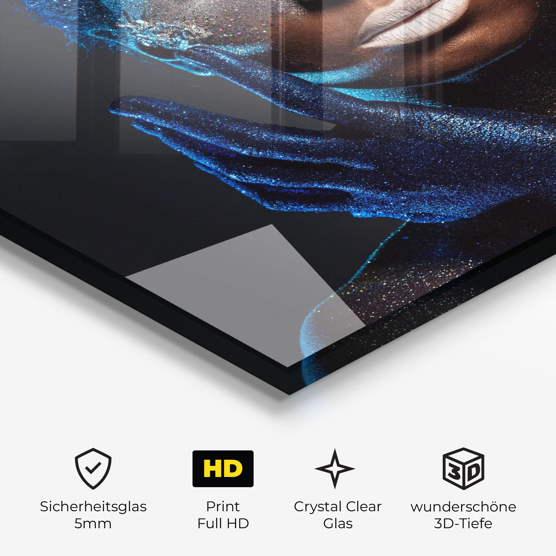 Glasbild Blue Hair Hands mockup 3