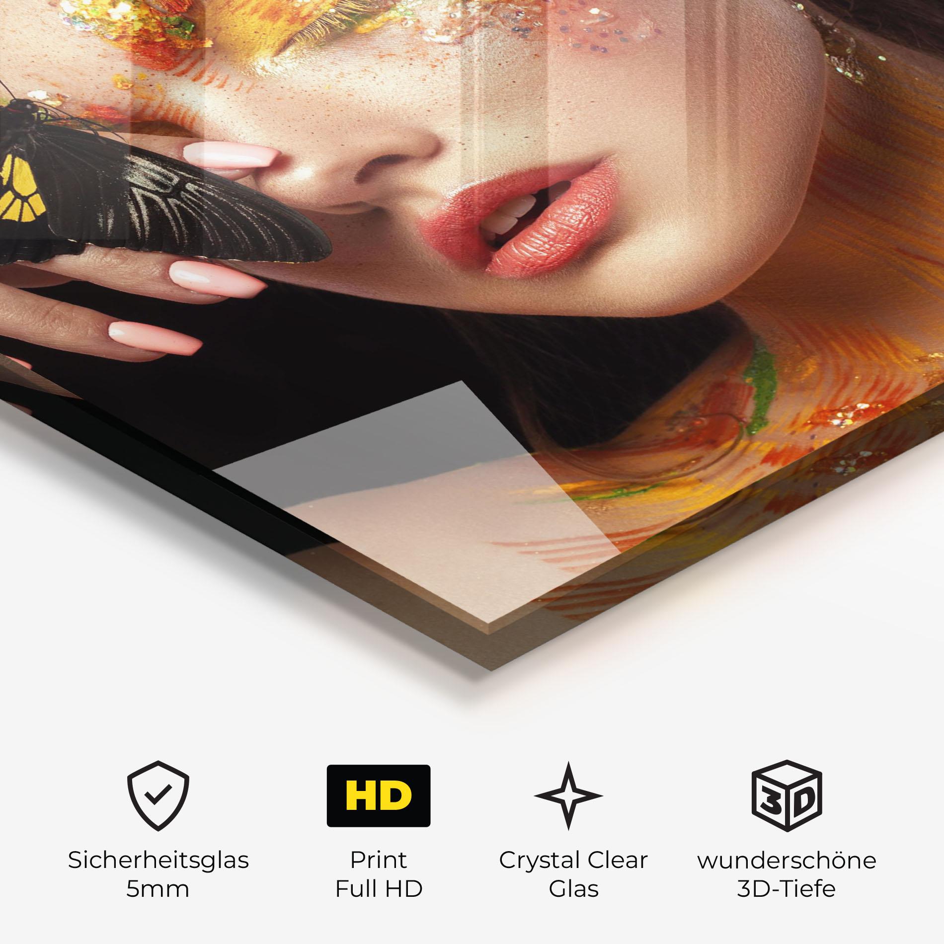 Glasbild Butterflu Makeup mockup 3