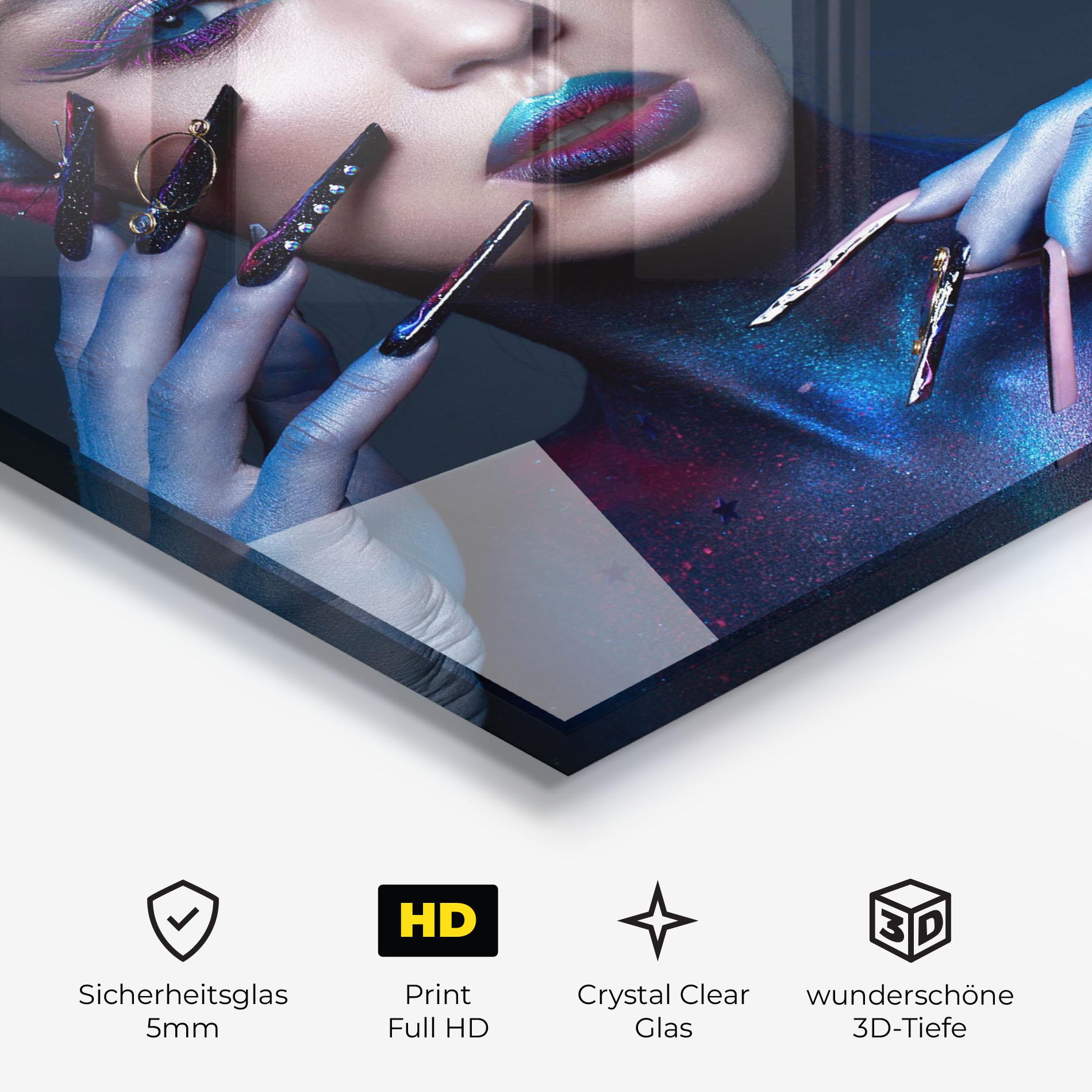 Glasbild Galaxy Hair Girl mockup 3