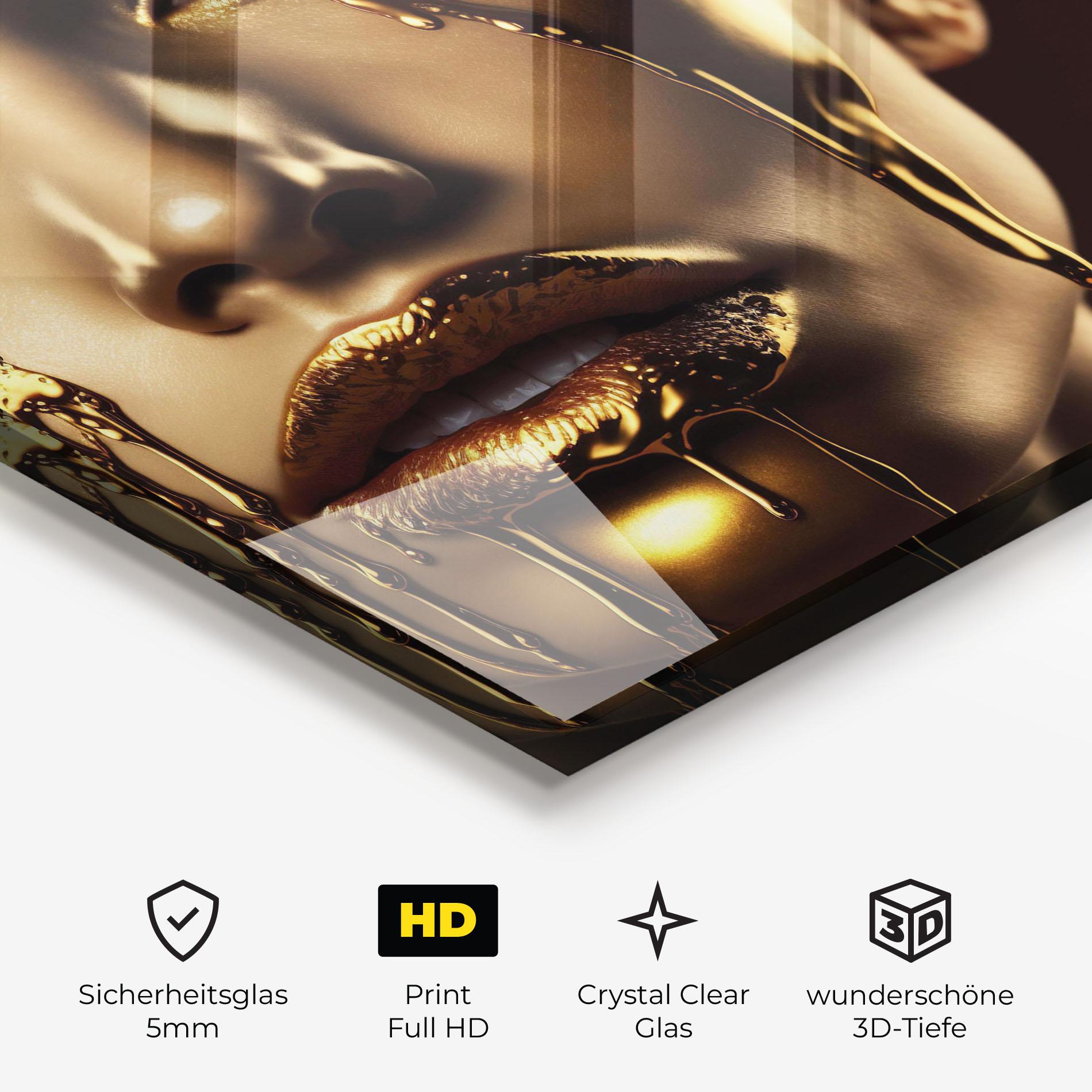 Glasbild Gold Dripping Makeup mockup 3