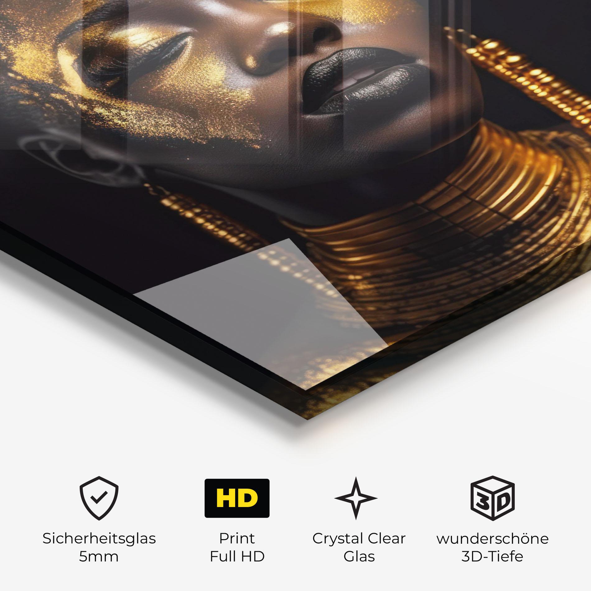 Glasbild Gold Makeup Black Lips mockup 3