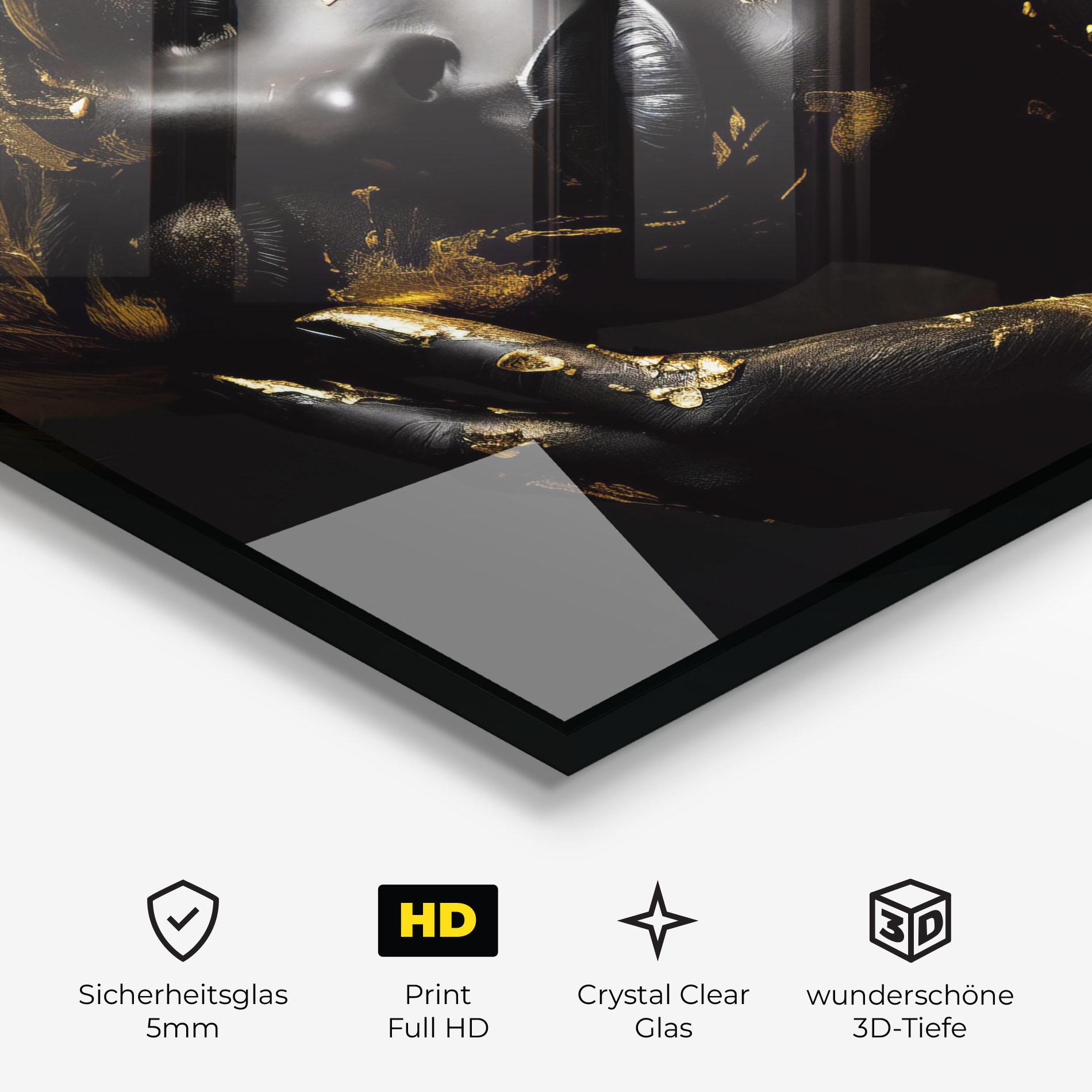 Glasbild Gold Makeup On Black mockup 3