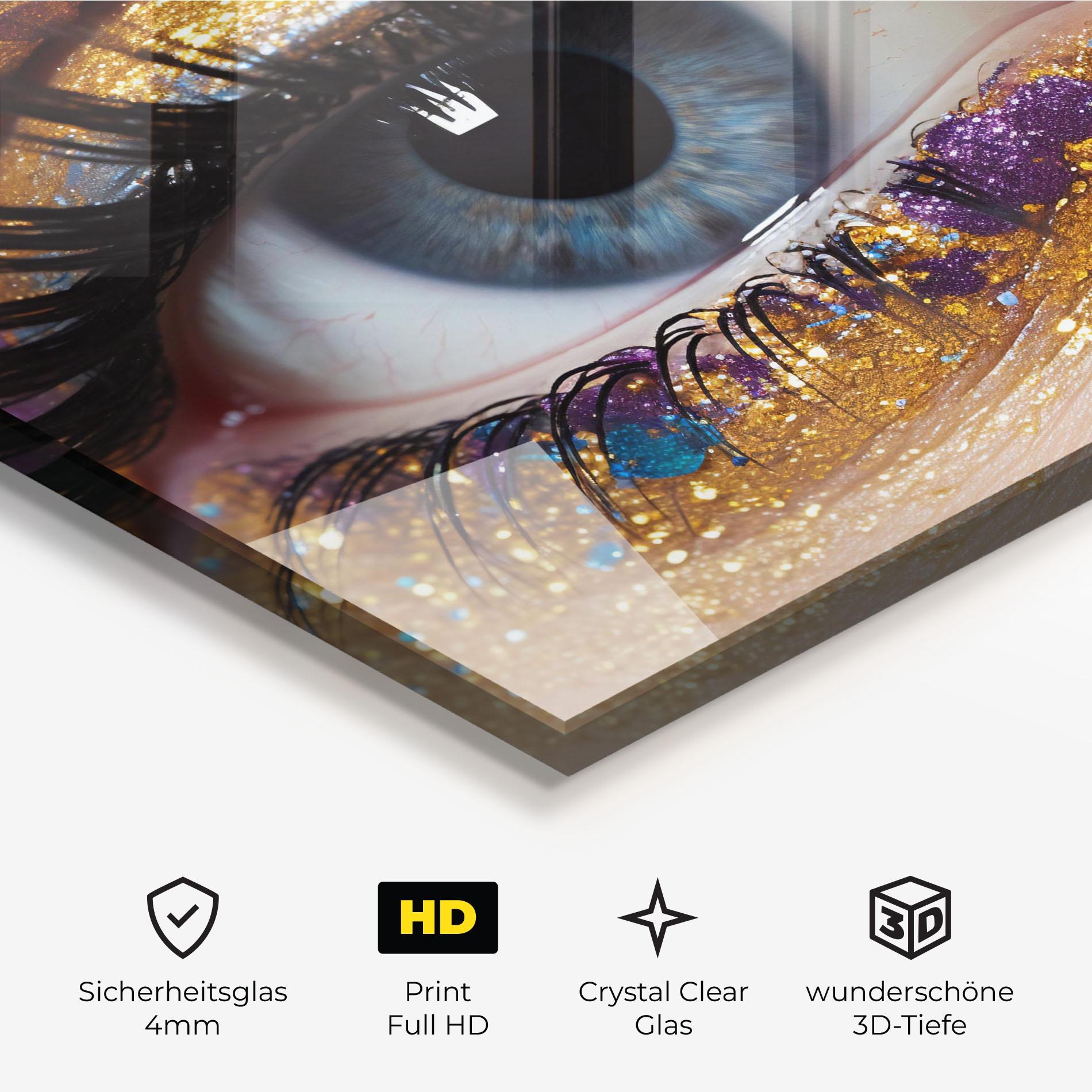 Glasbild Blue Eye Make Up mockup 3