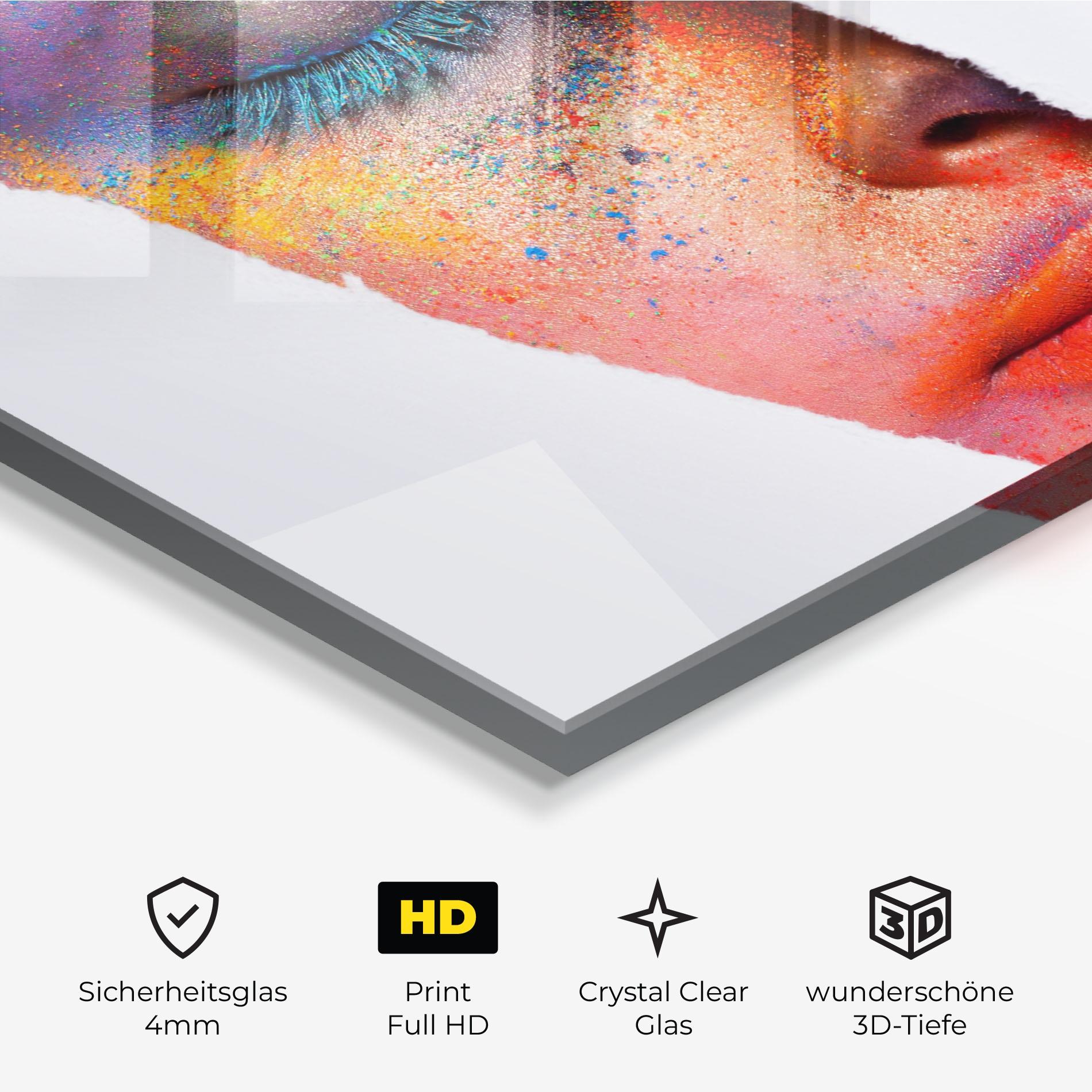 Glasbild Blue Eyelashes mockup 3