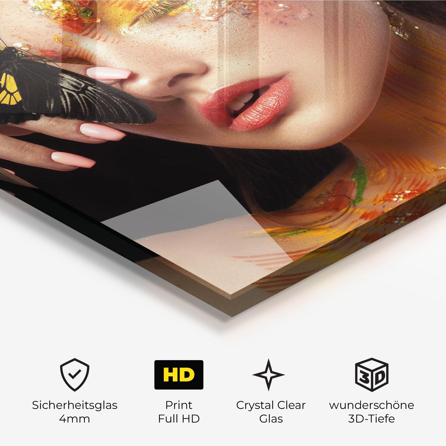 Glasbild Butterflu Makeup mockup 3