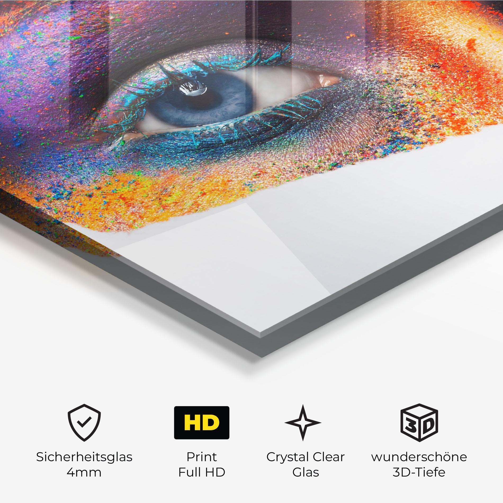 Glasbild Female Colourful Makeup mockup 3