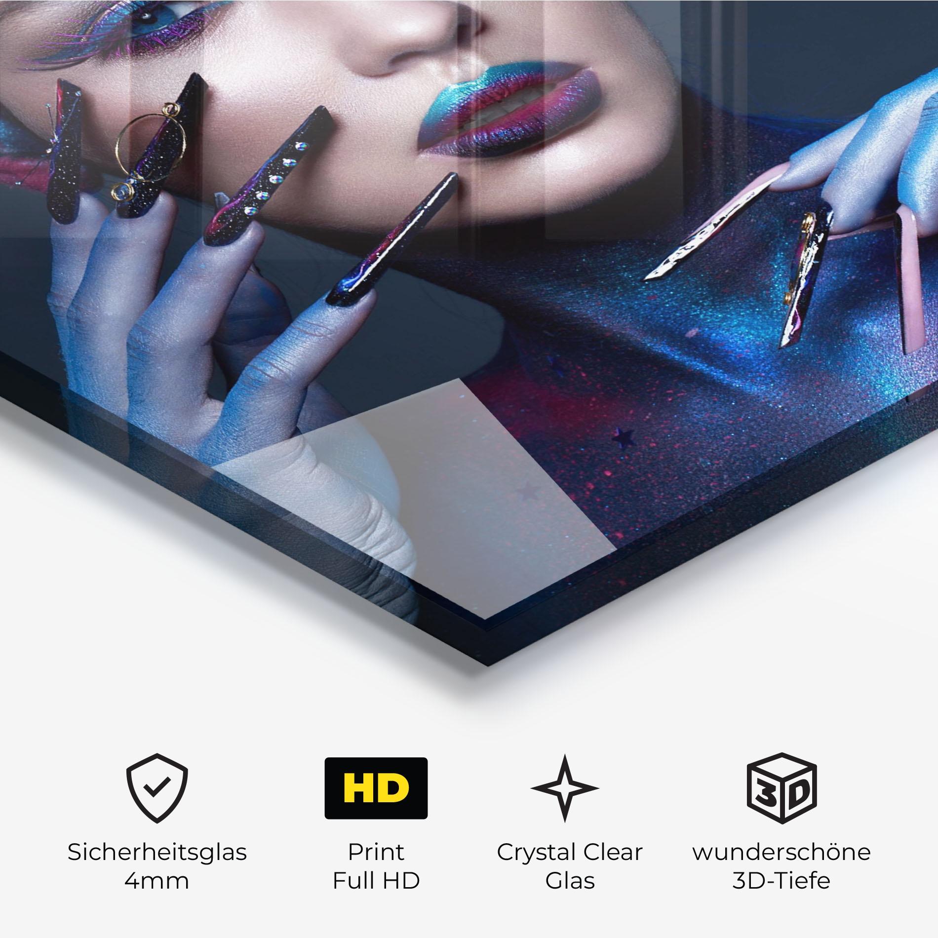 Glasbild Galaxy Hair Girl mockup 3