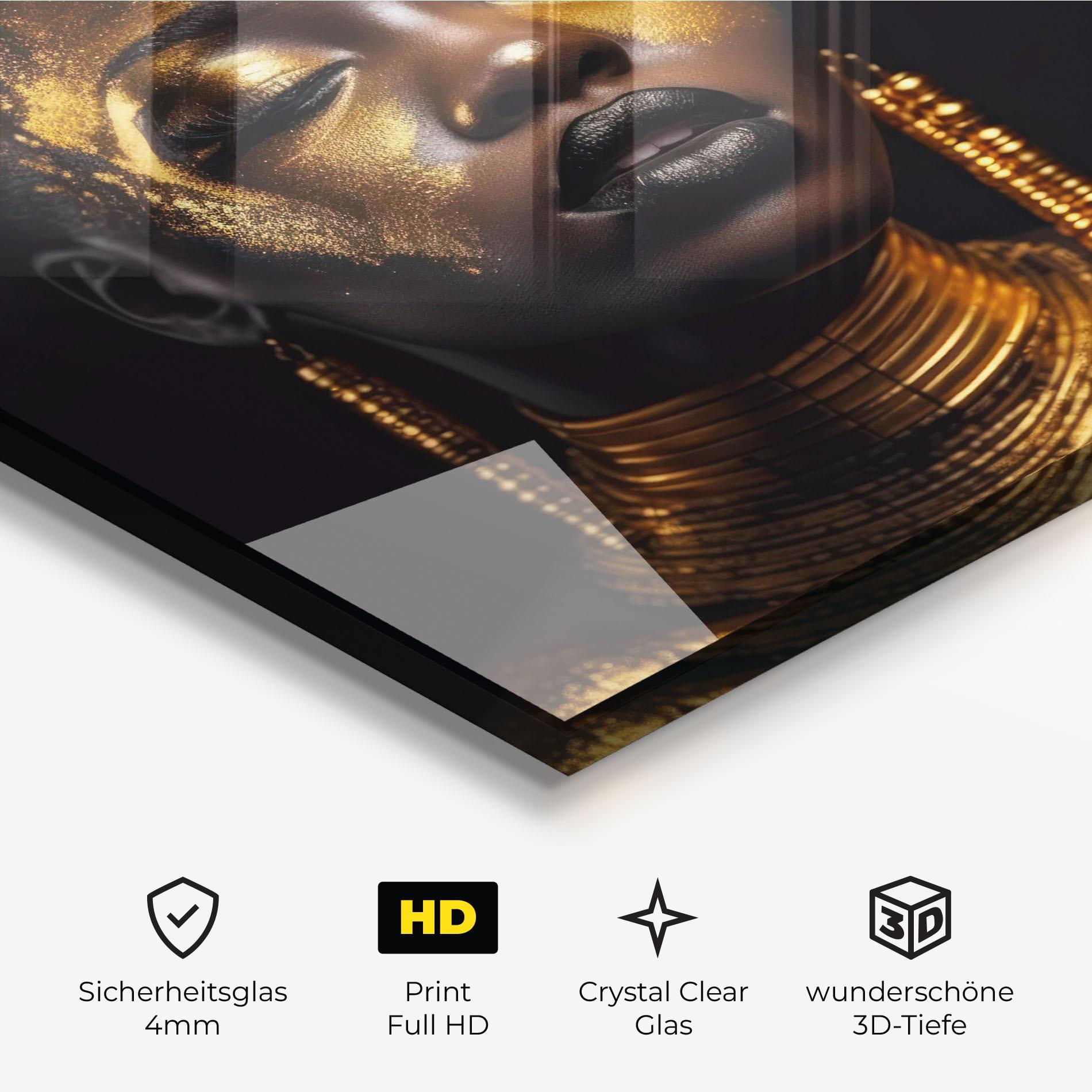 Glasbild Gold Makeup Black Lips mockup 3