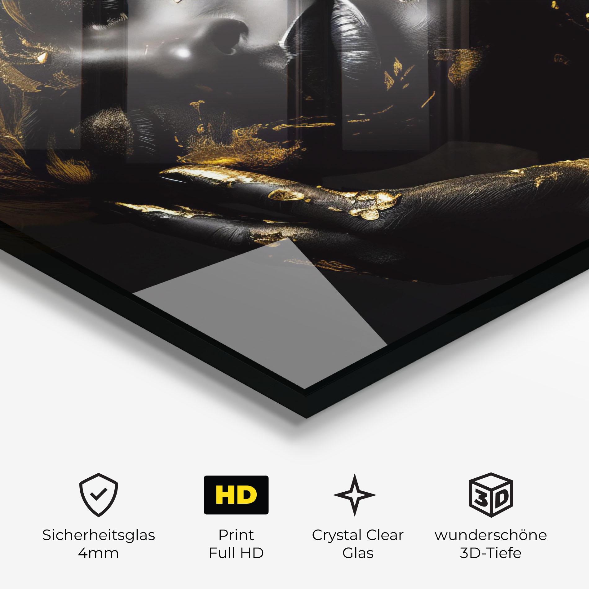 Glasbild Gold Makeup On Black mockup 3