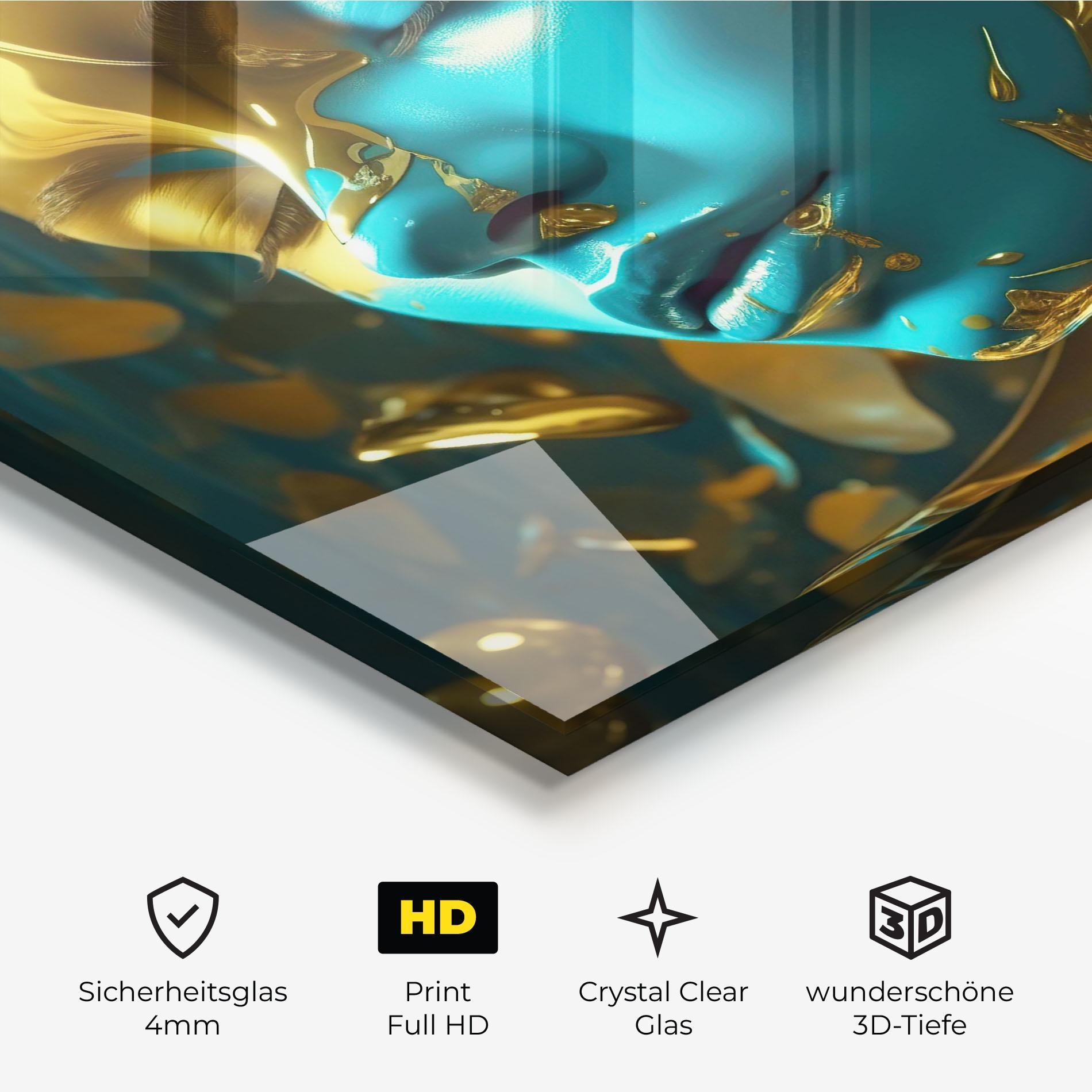 Glasbild Golden Blue Makeup mockup 3