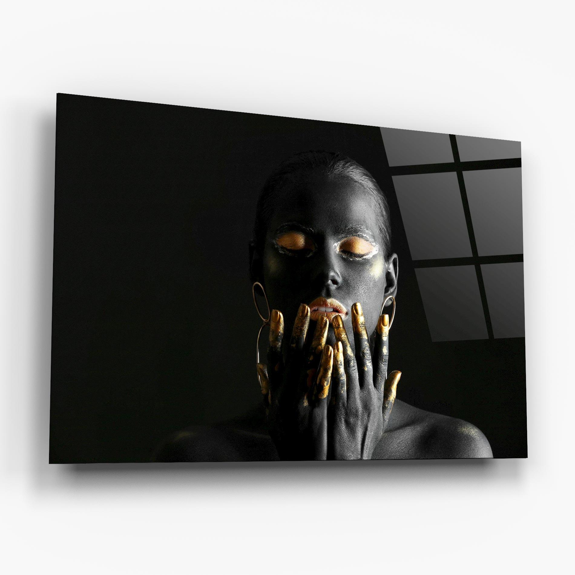 Glasbild Black Golden Makeup mockup 6