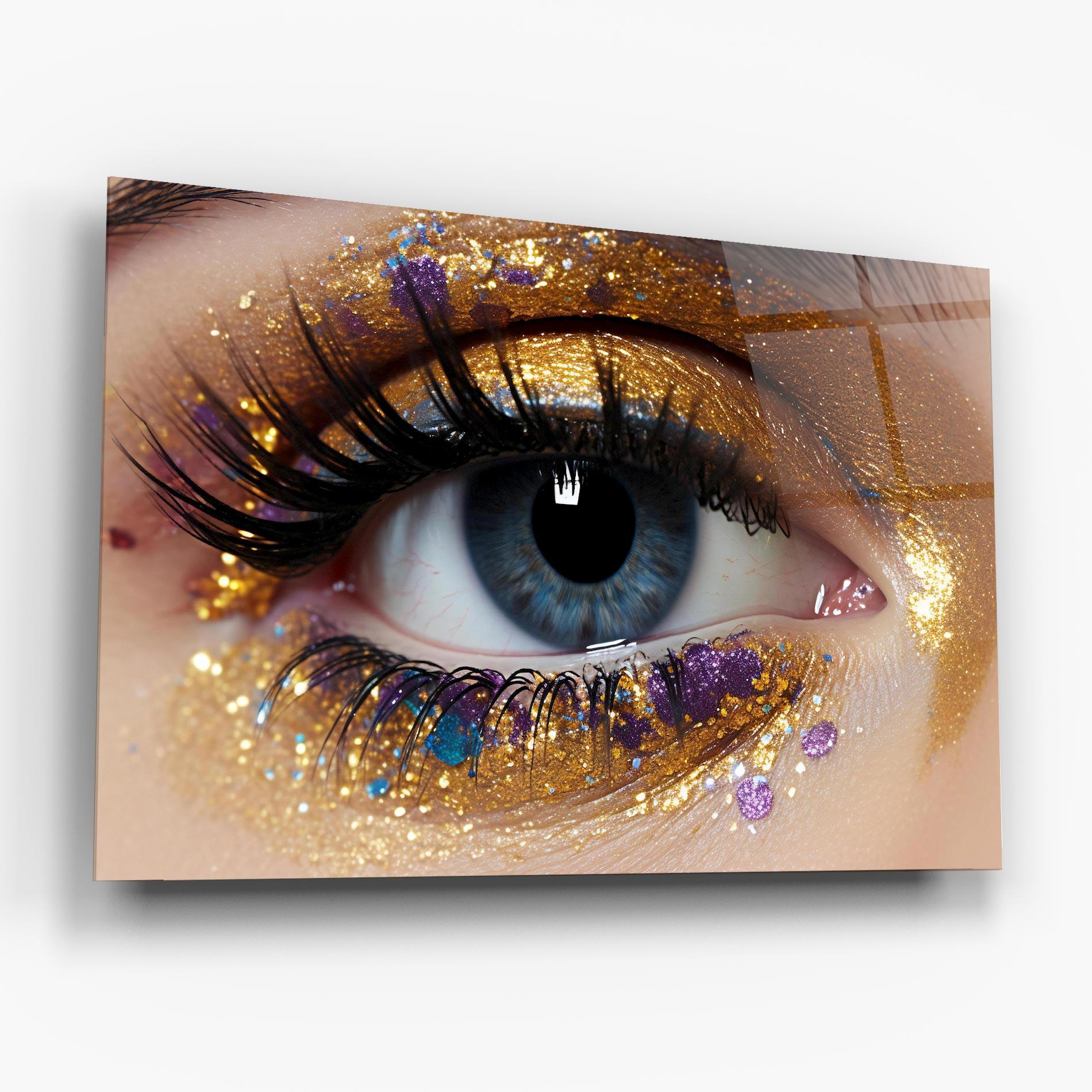 Glasbild Blue Eye Make Up mockup 6