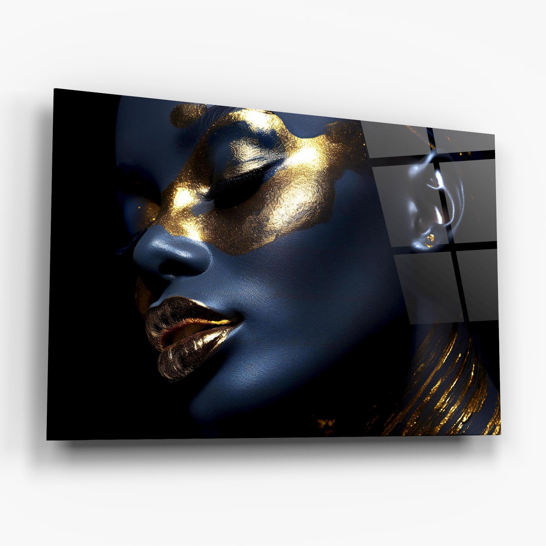 Glasbild Blue Gold Face mockup 6