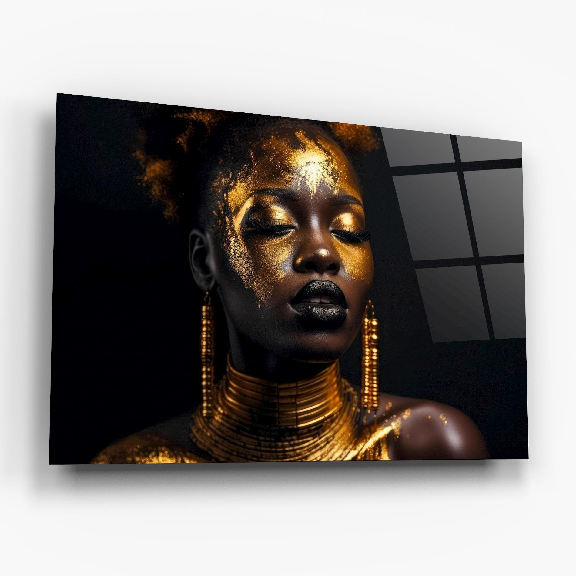 Glasbild Gold Makeup Black Lips mockup 6